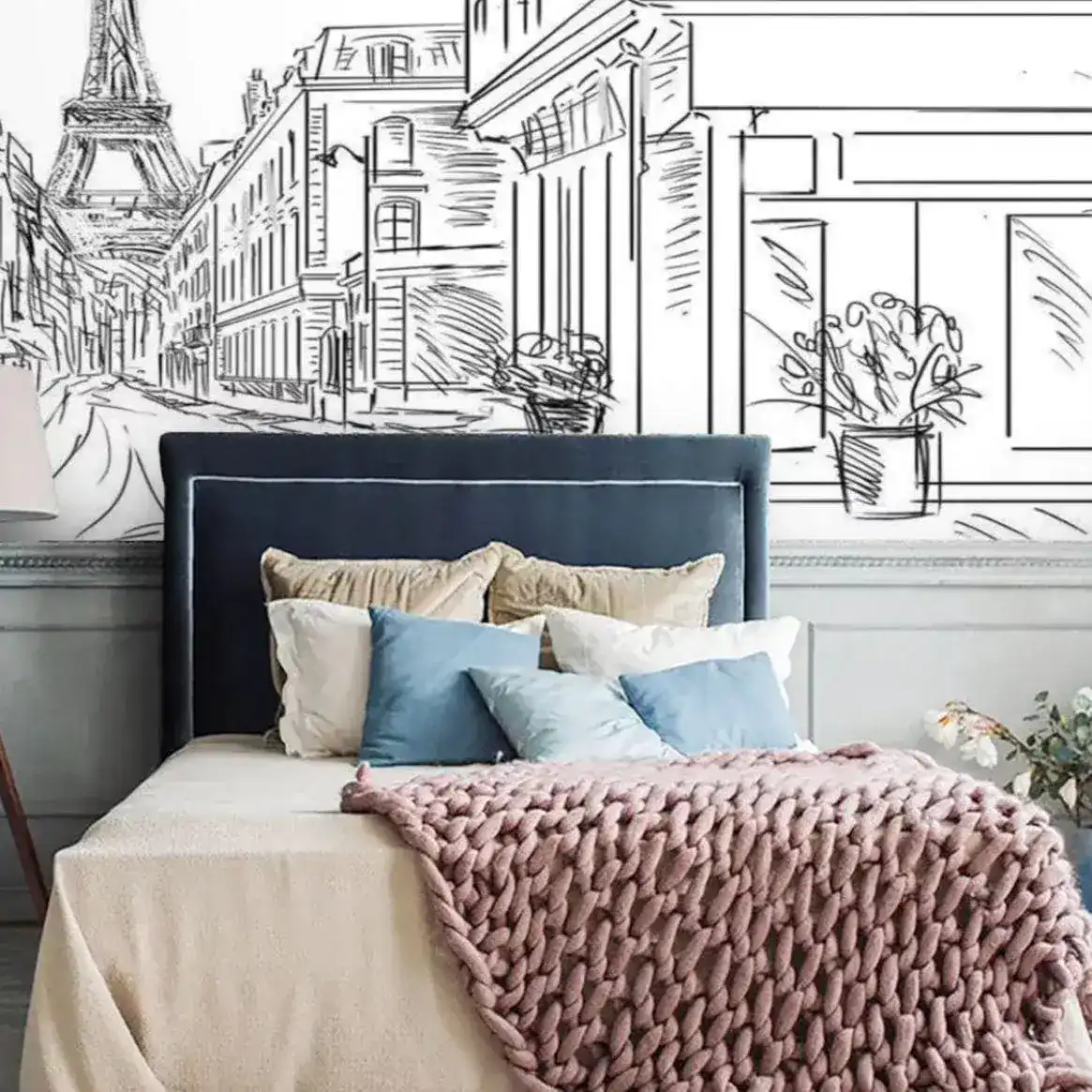 Black and White Paris Eiffel Tower Wall Mural - Image 4