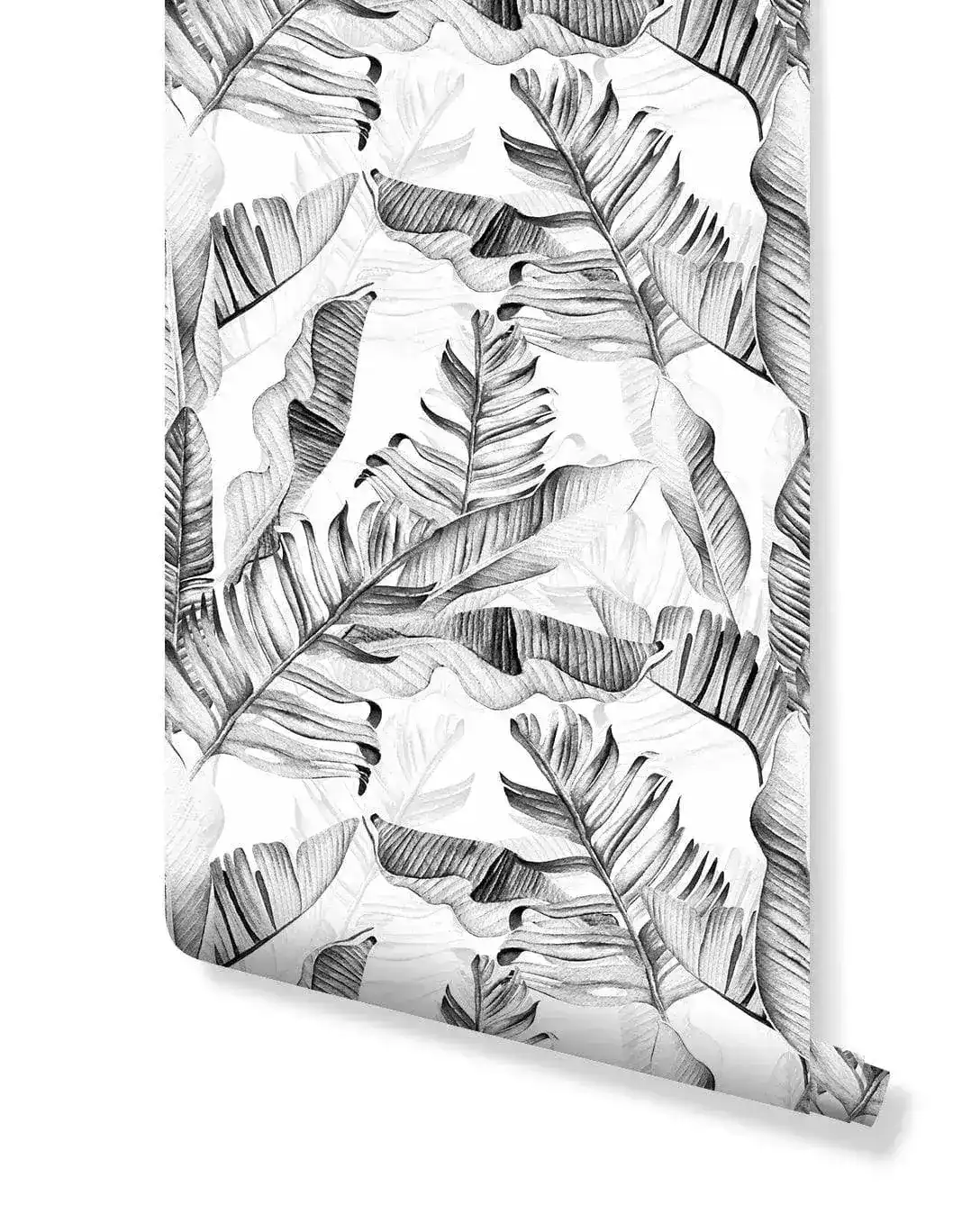 Black and White Watercolor Tropical Palm Leaves Wallpaper - Image 3