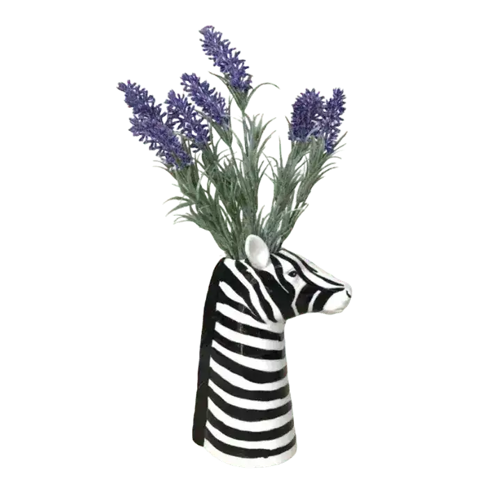 Black and White Zebra Head Ceramic Vase - Image 3