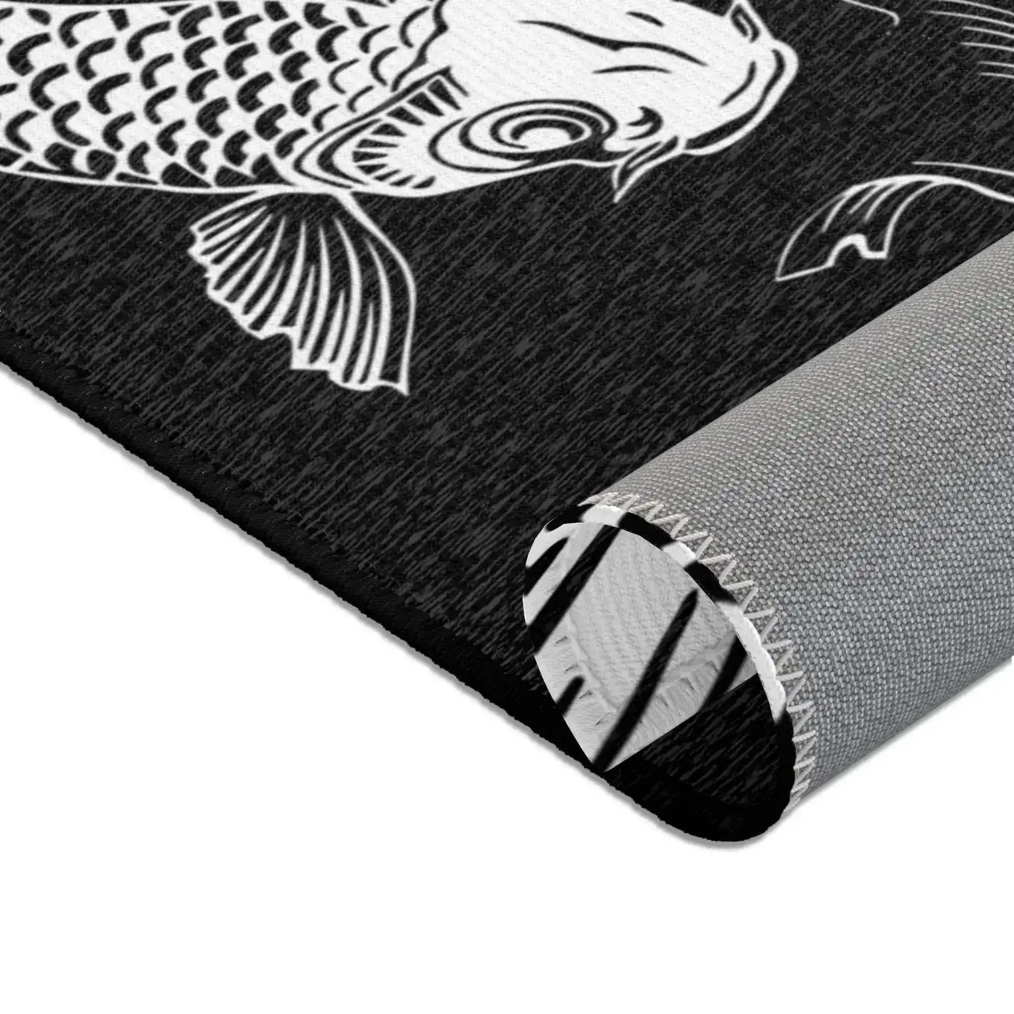 Black & White Koi Wave Accent Rug - Image 4