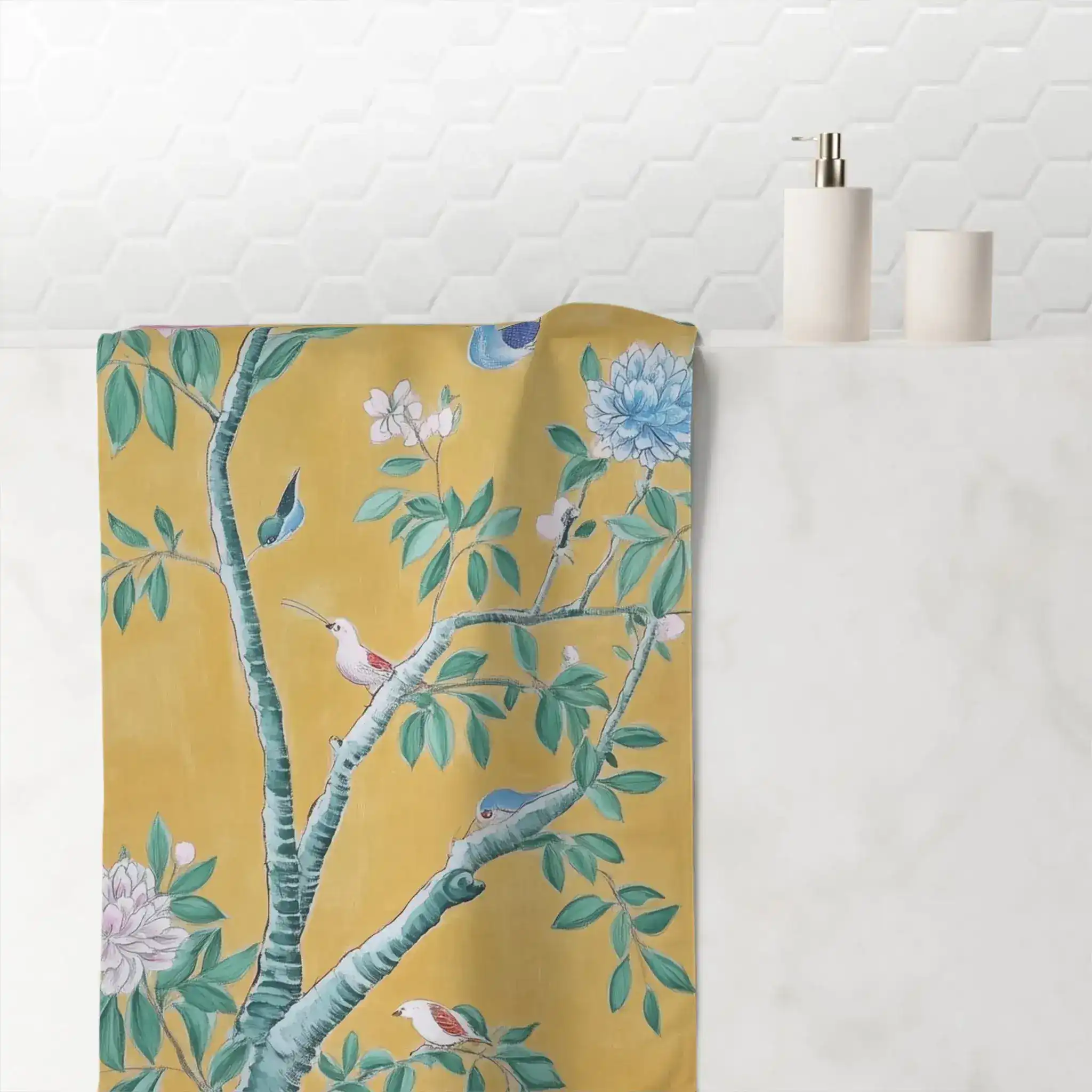 Blooming Birds & Peonies Bath Towel - Image 4