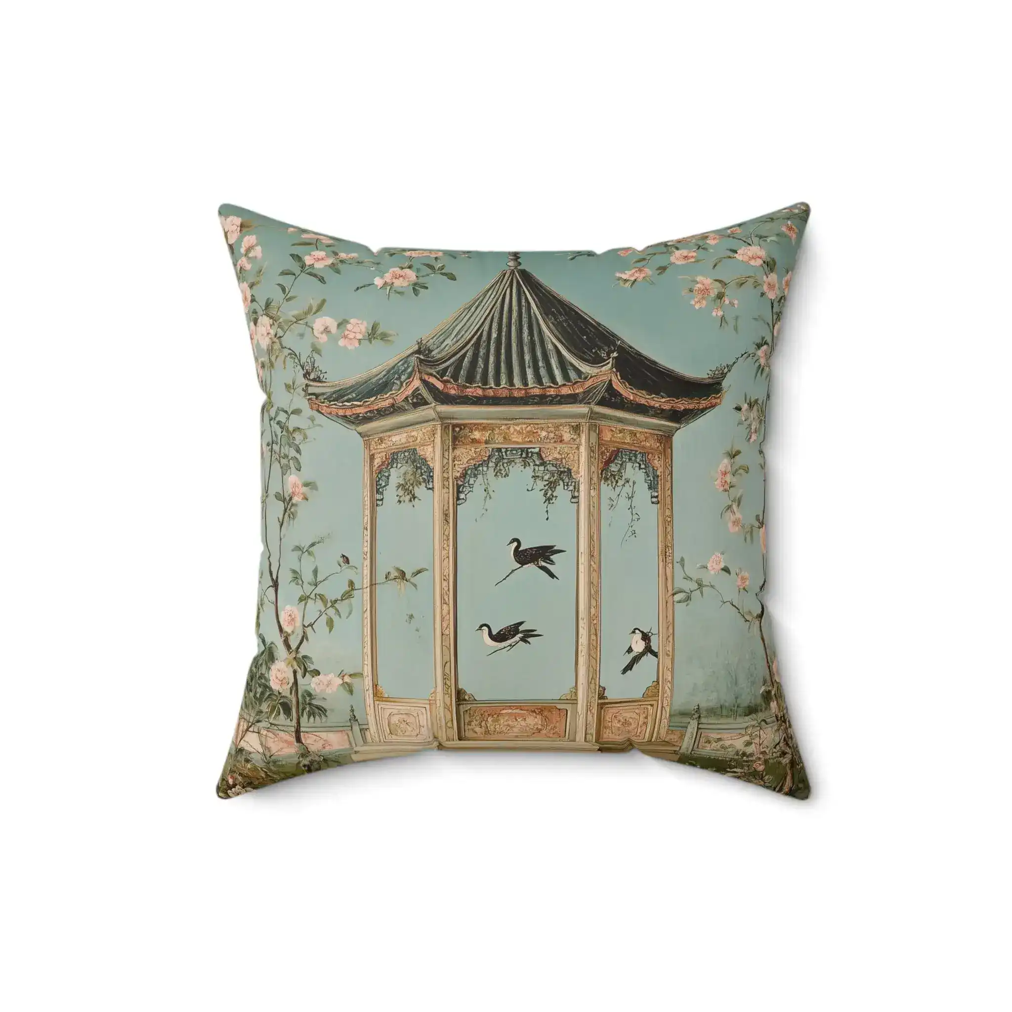Blossoming Garden Pavilion Throw Pillow - Image 2