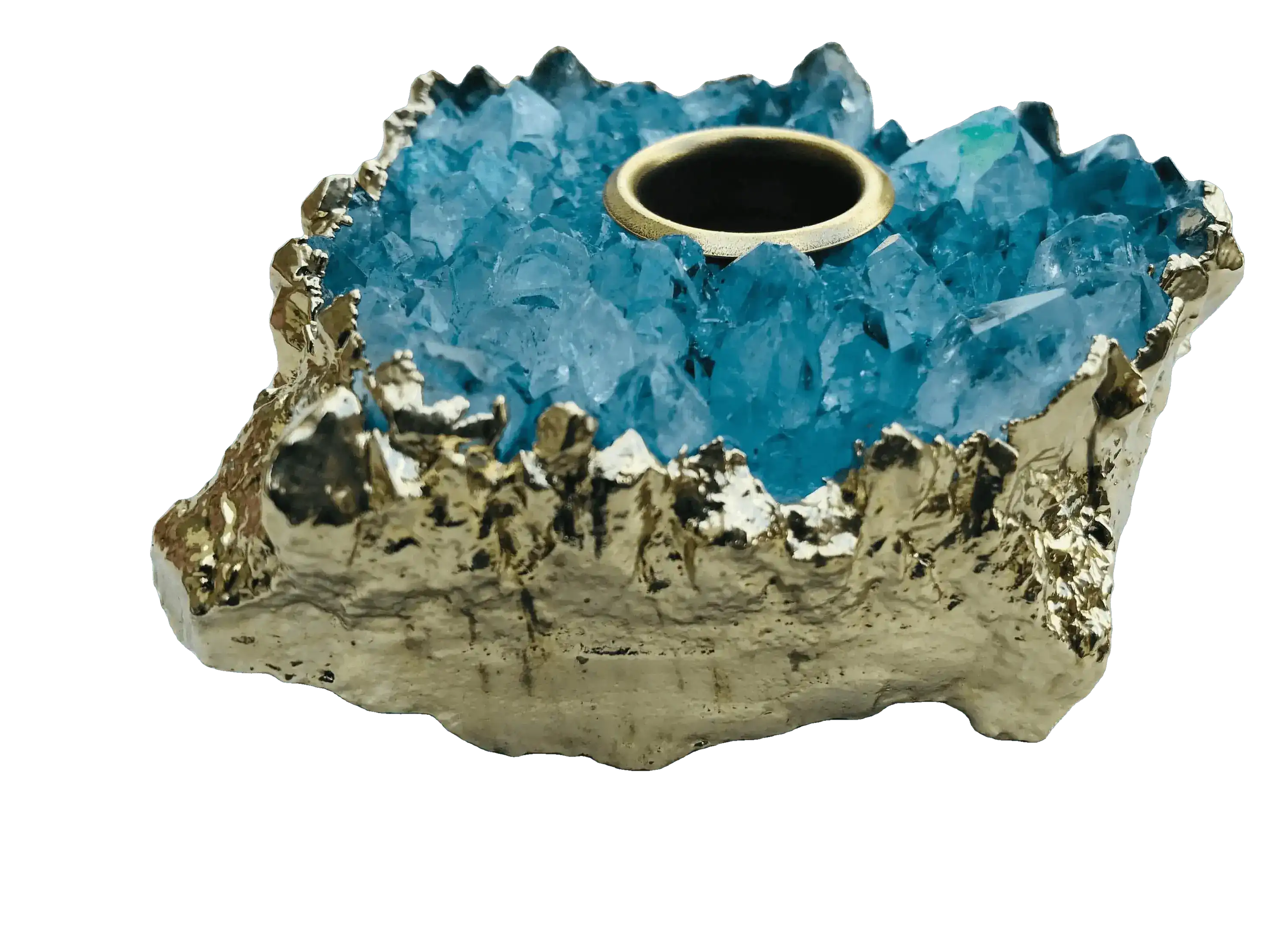 Blue Agate Gemstone Taper Candle Holder - Image 2