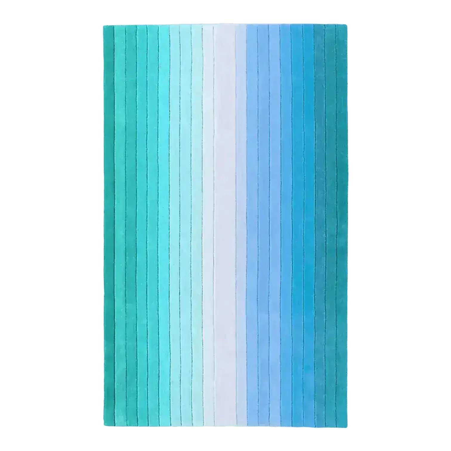 Blue and Green Ombre Stripe Hand Tufted Wool Rug