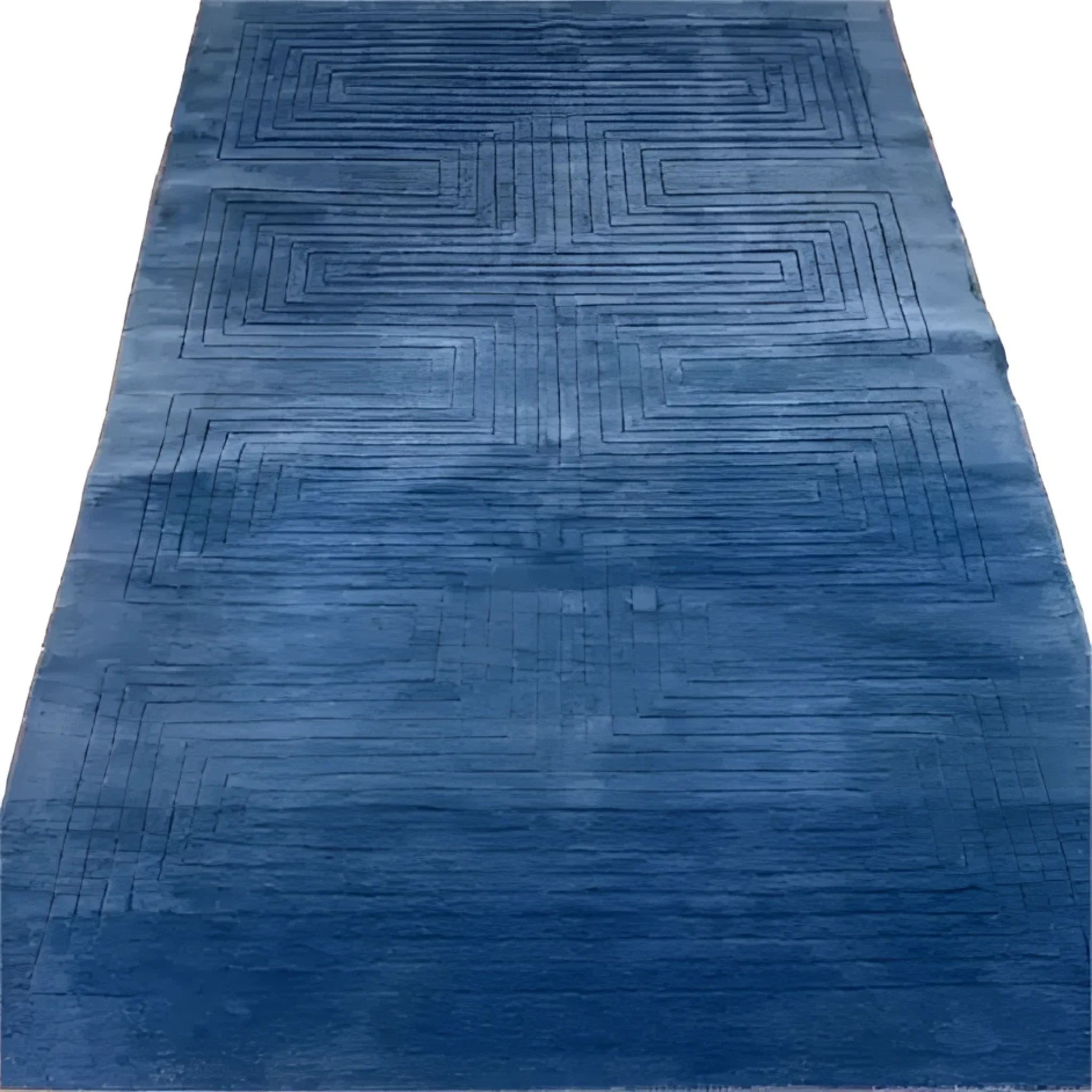 Blue Arctic Geo Modern Hand Tufted Wool Rug 6 x 9 ft - Image 11