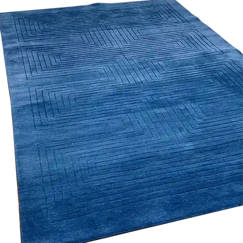 Blue Arctic Geo Modern Hand Tufted Wool Rug 6 x 9 ft - Image 3