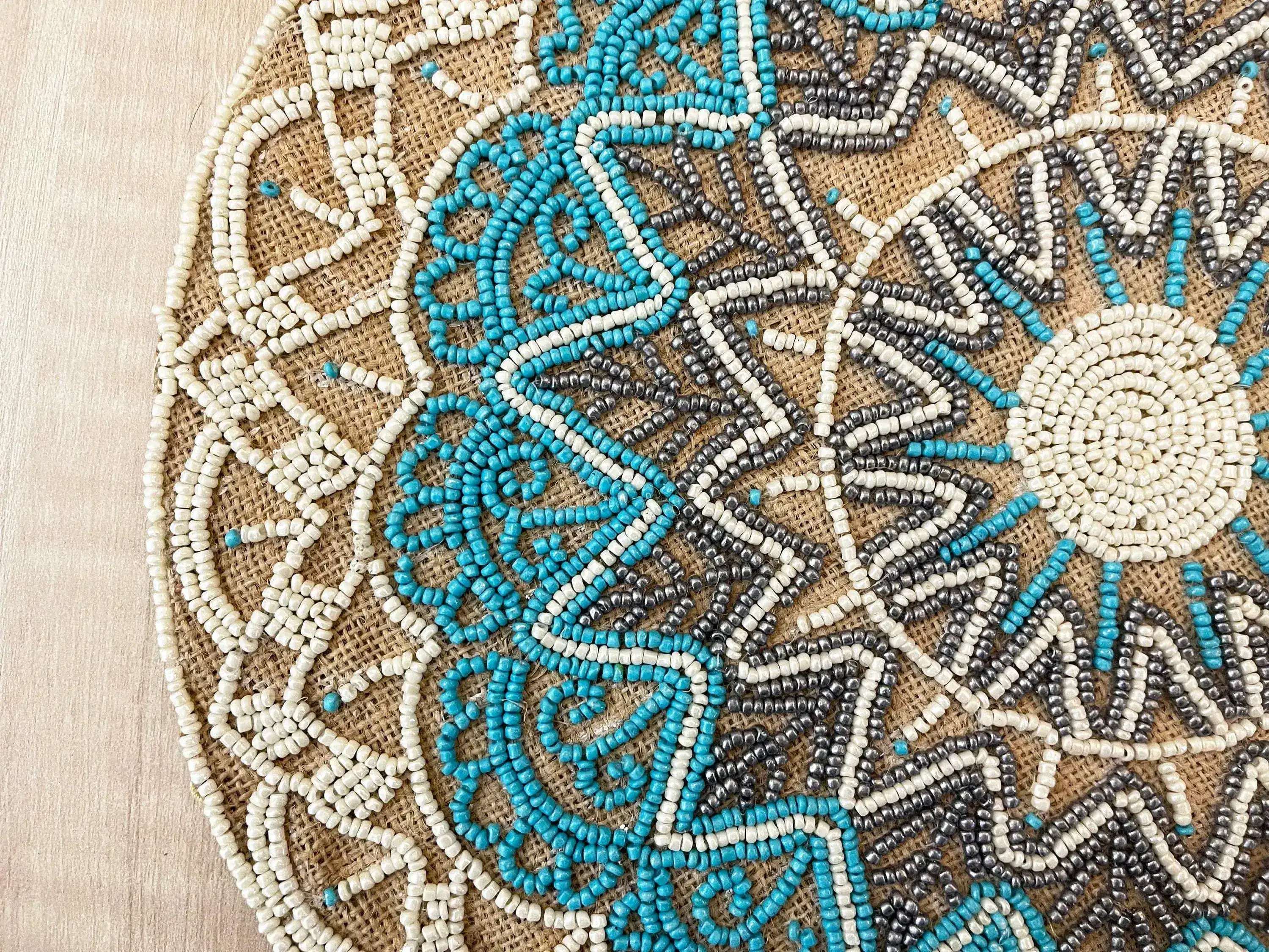Blue Bohemian Round Beaded Placemats - Set of 6 - Image 5