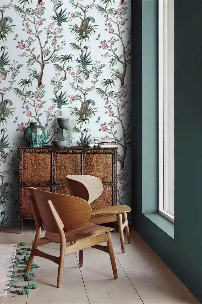 Blue Botanicals and Birds and Chinoiserie Wallpaper - Image 8