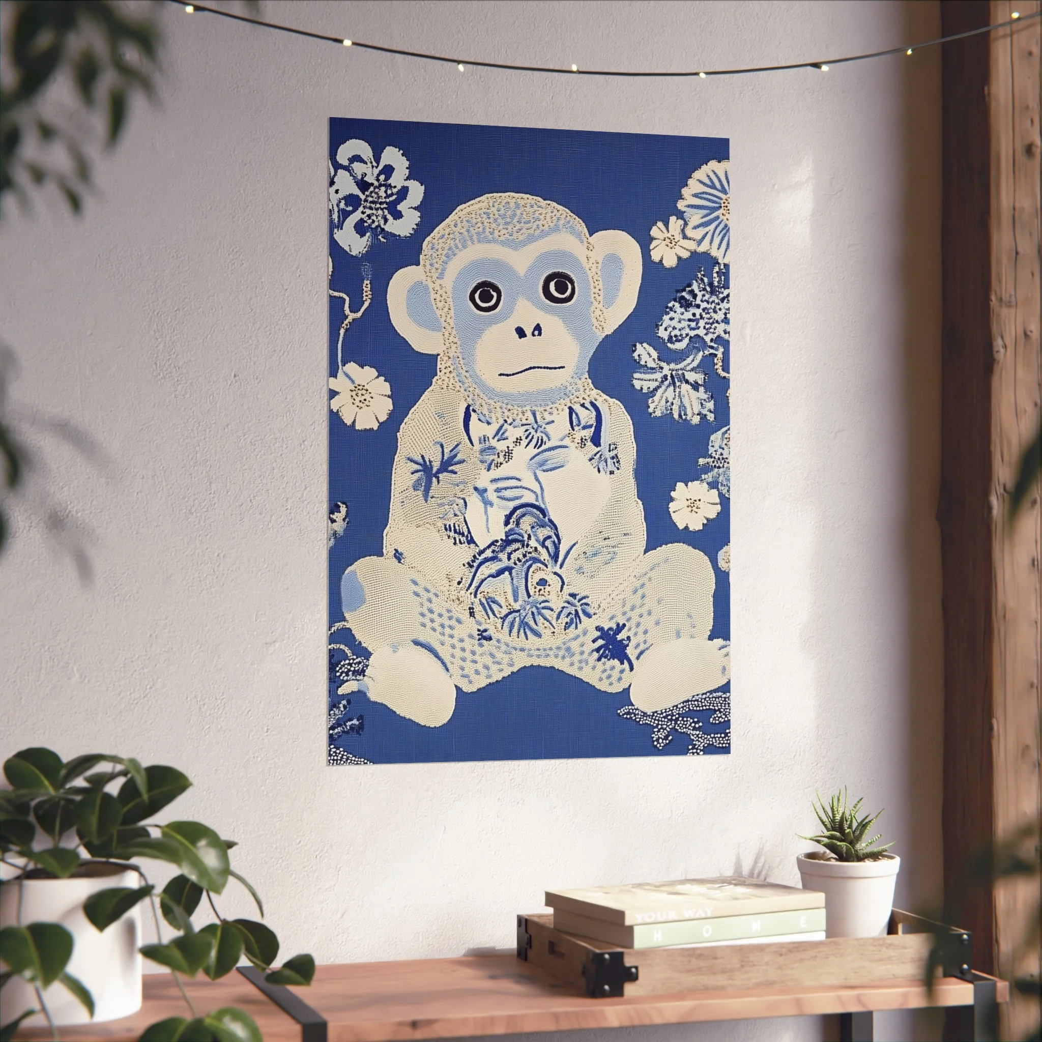 Blue Chinoiserie Monkey Fine Art Poster - Image 38