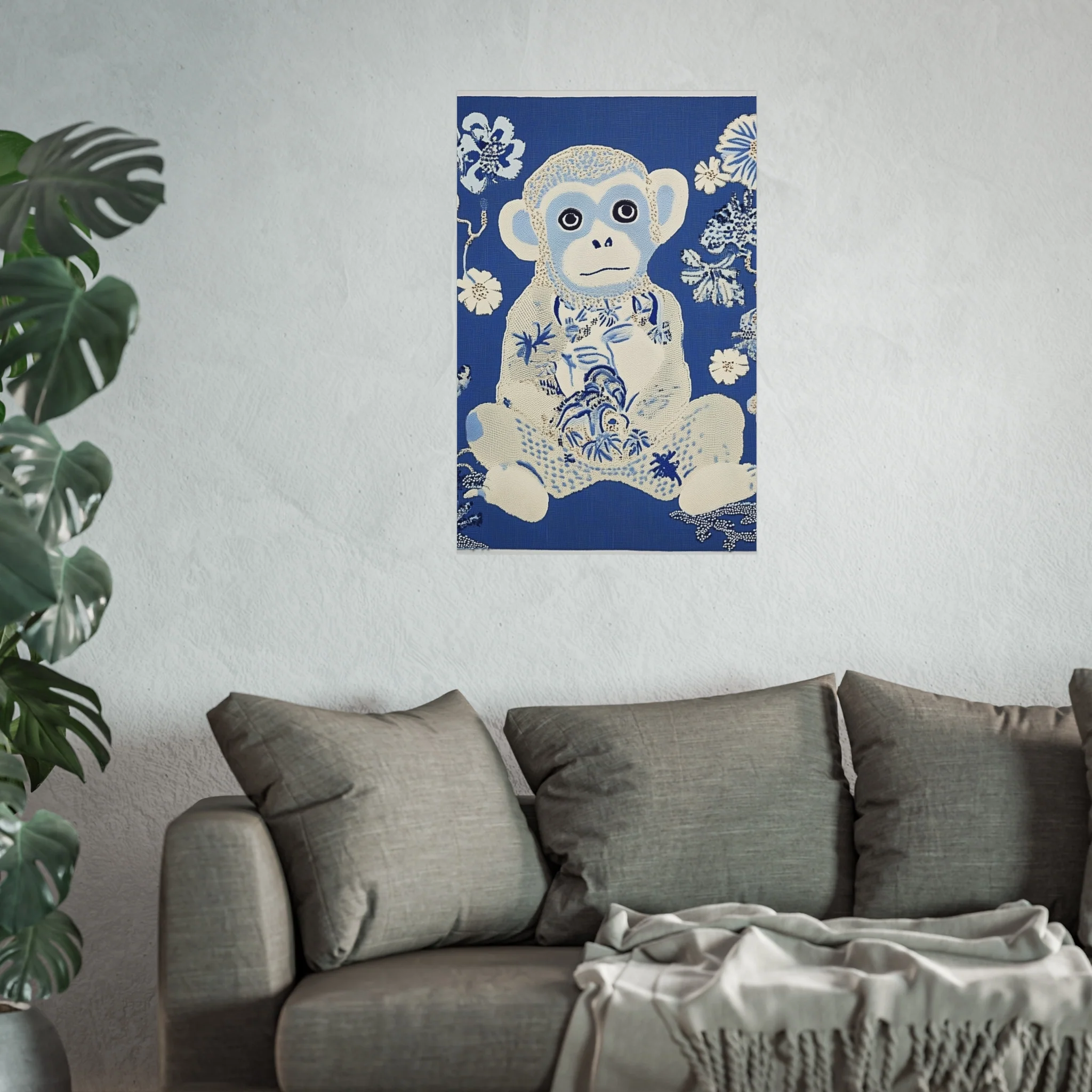 Blue Chinoiserie Monkey Fine Art Poster - Image 39