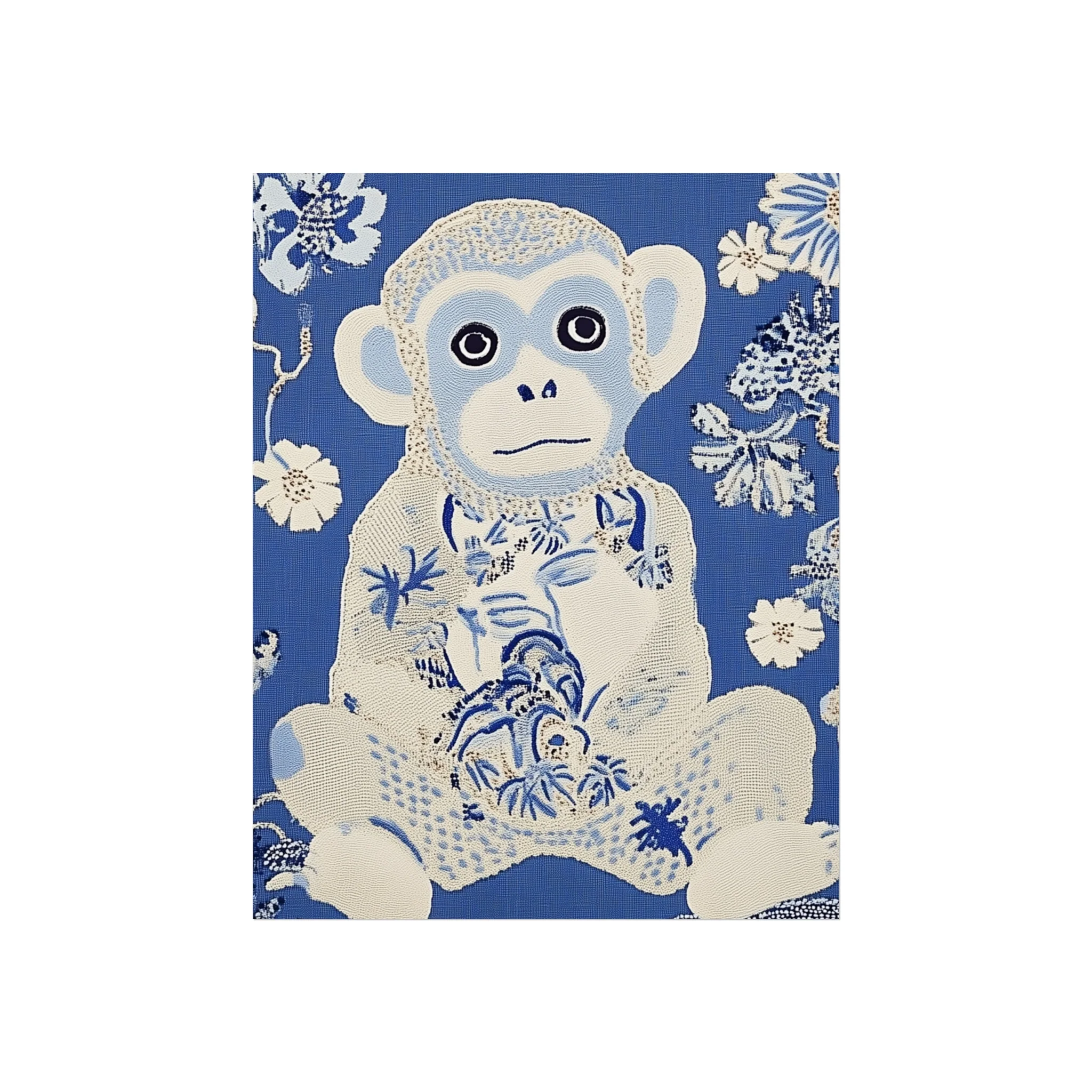 Blue Chinoiserie Monkey Fine Art Poster - Image 4