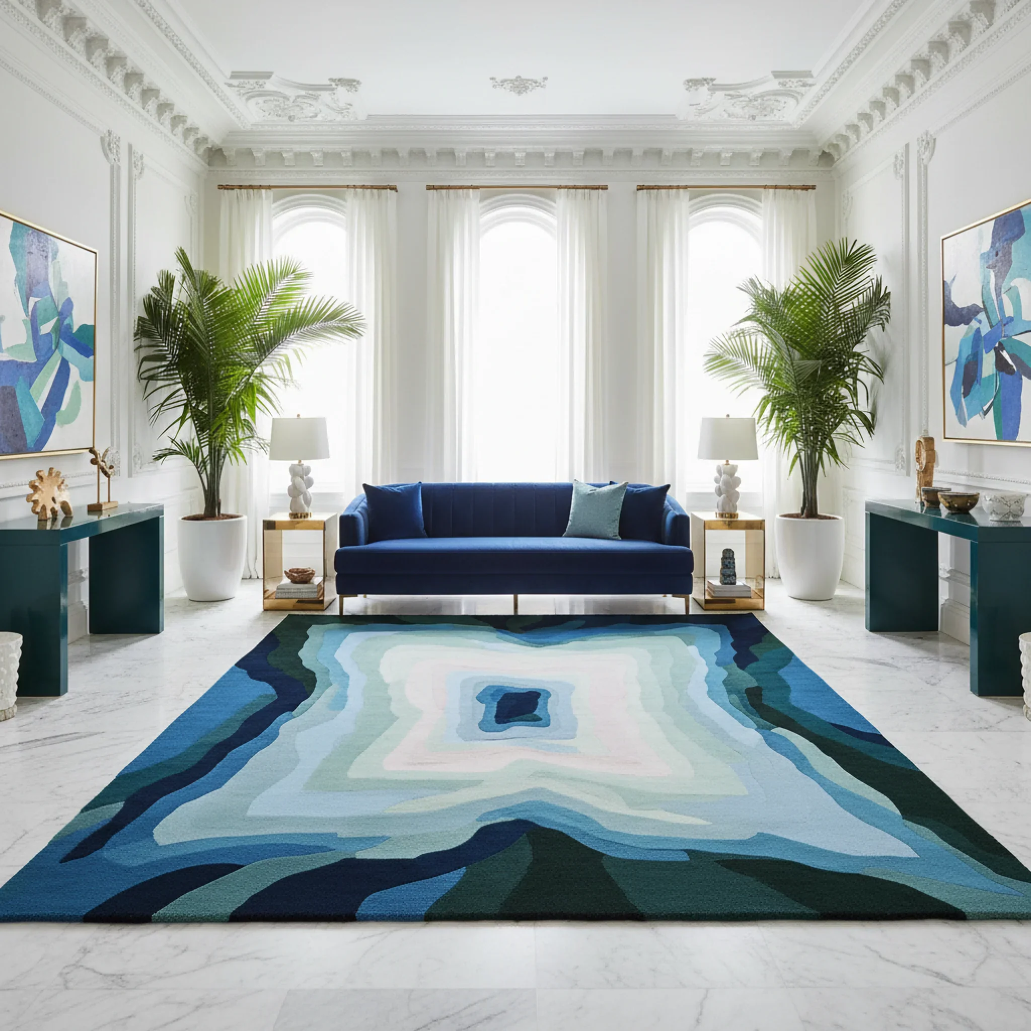 Blue Depth Vortex Hand Tufted Rug - Image 2