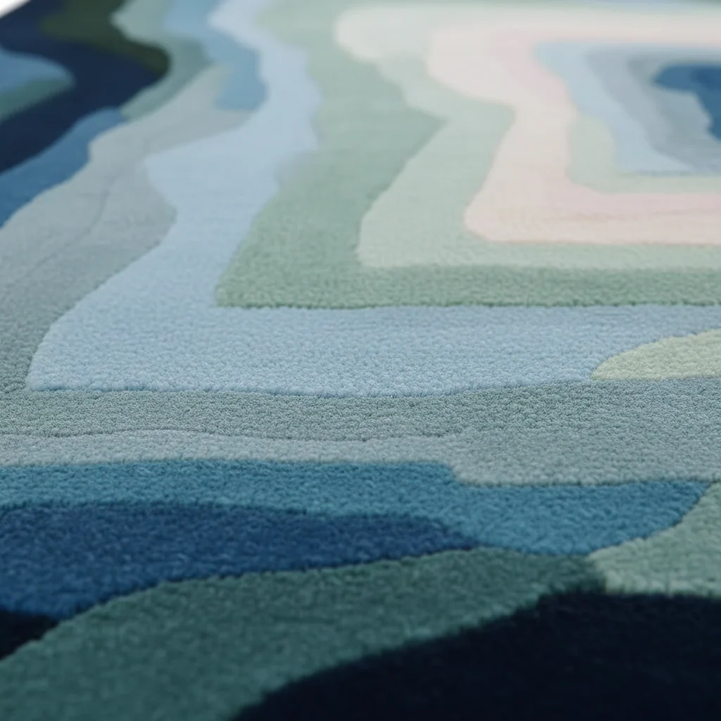 Blue Depth Vortex Hand Tufted Rug - Image 3