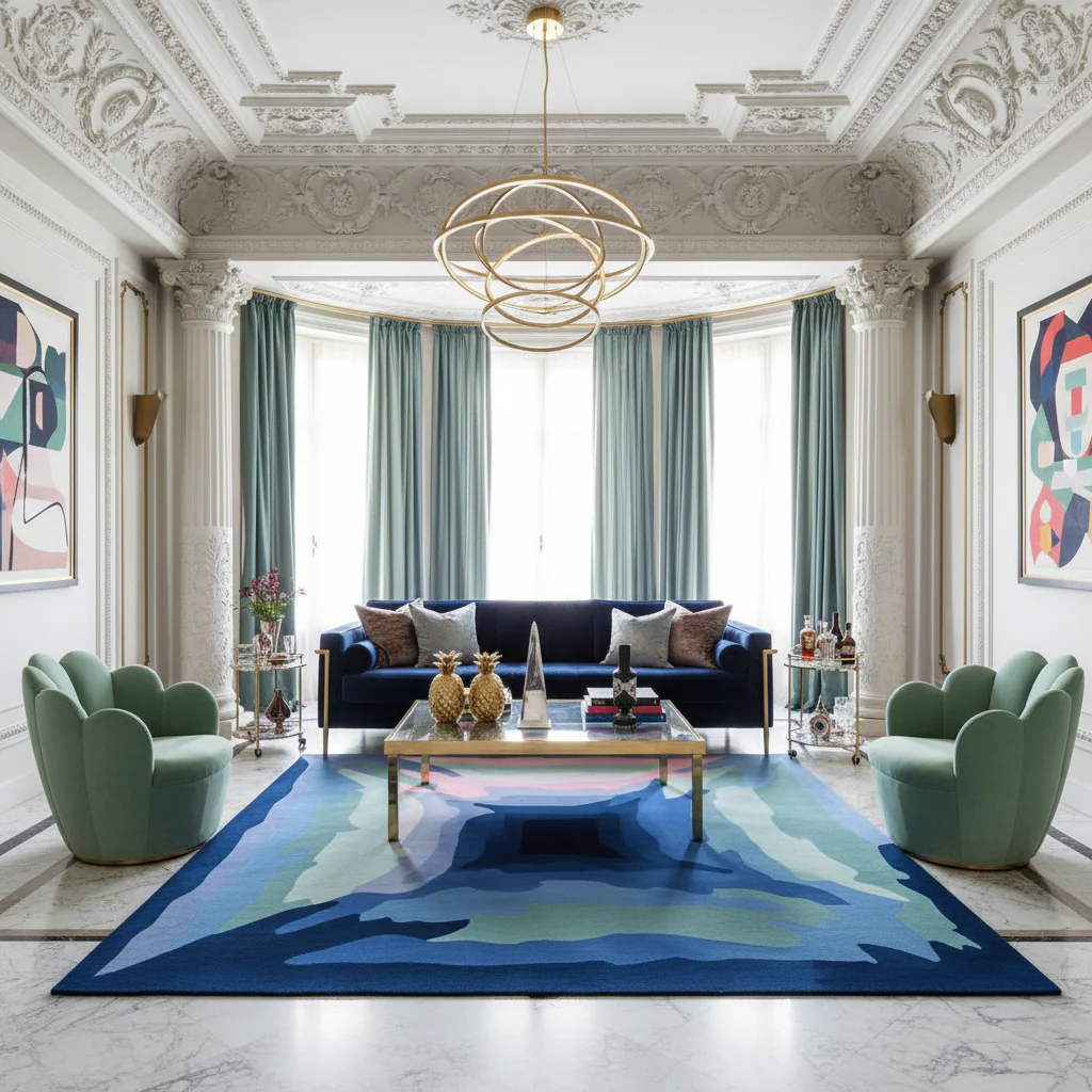 Blue Haze Tunnel Hand Tufted Rug - Image 3