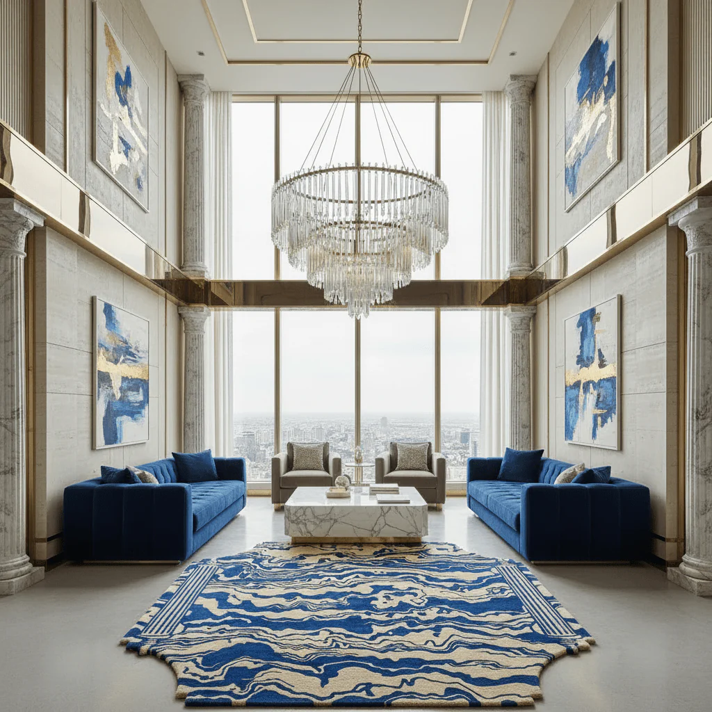 Blue Ocean Hand Tufted Wool Rug - Image 3