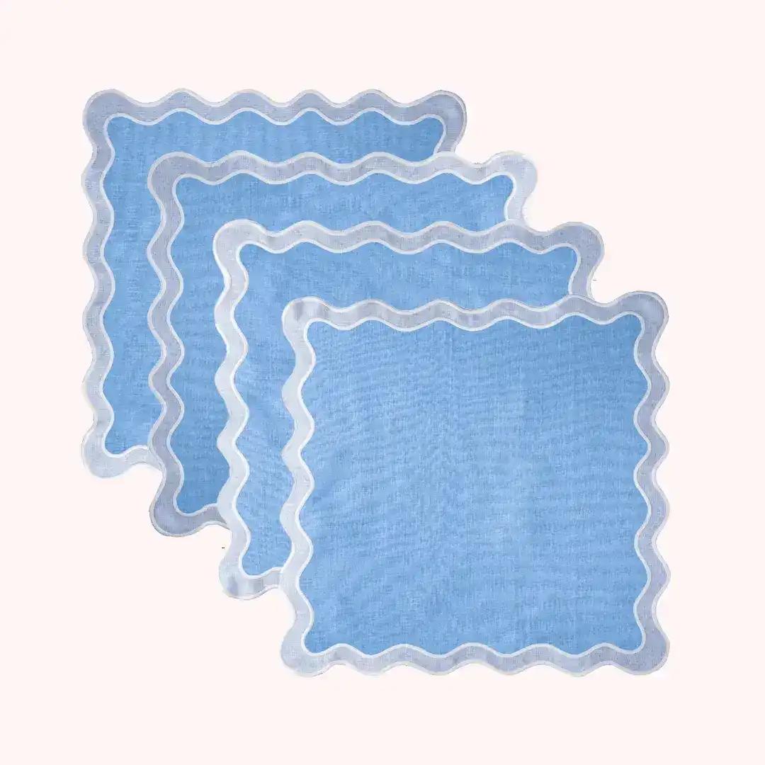 Blue Scallop 100% Linen Placemat Set of 4 - Image 2