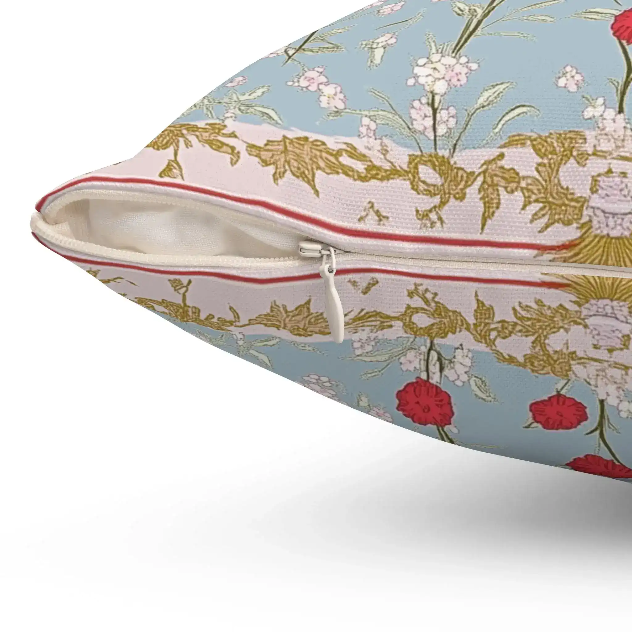 Blue Songbirds & Carnations Throw Pillow - Image 3
