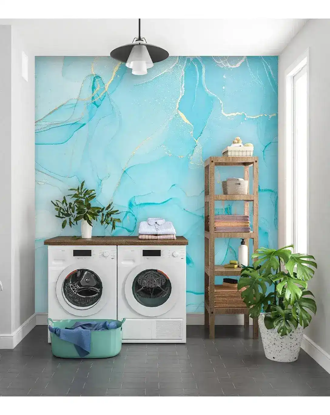 Blue Watercolor Abstract Alcohol Ink Marble Wall Mural Dcal - Image 5