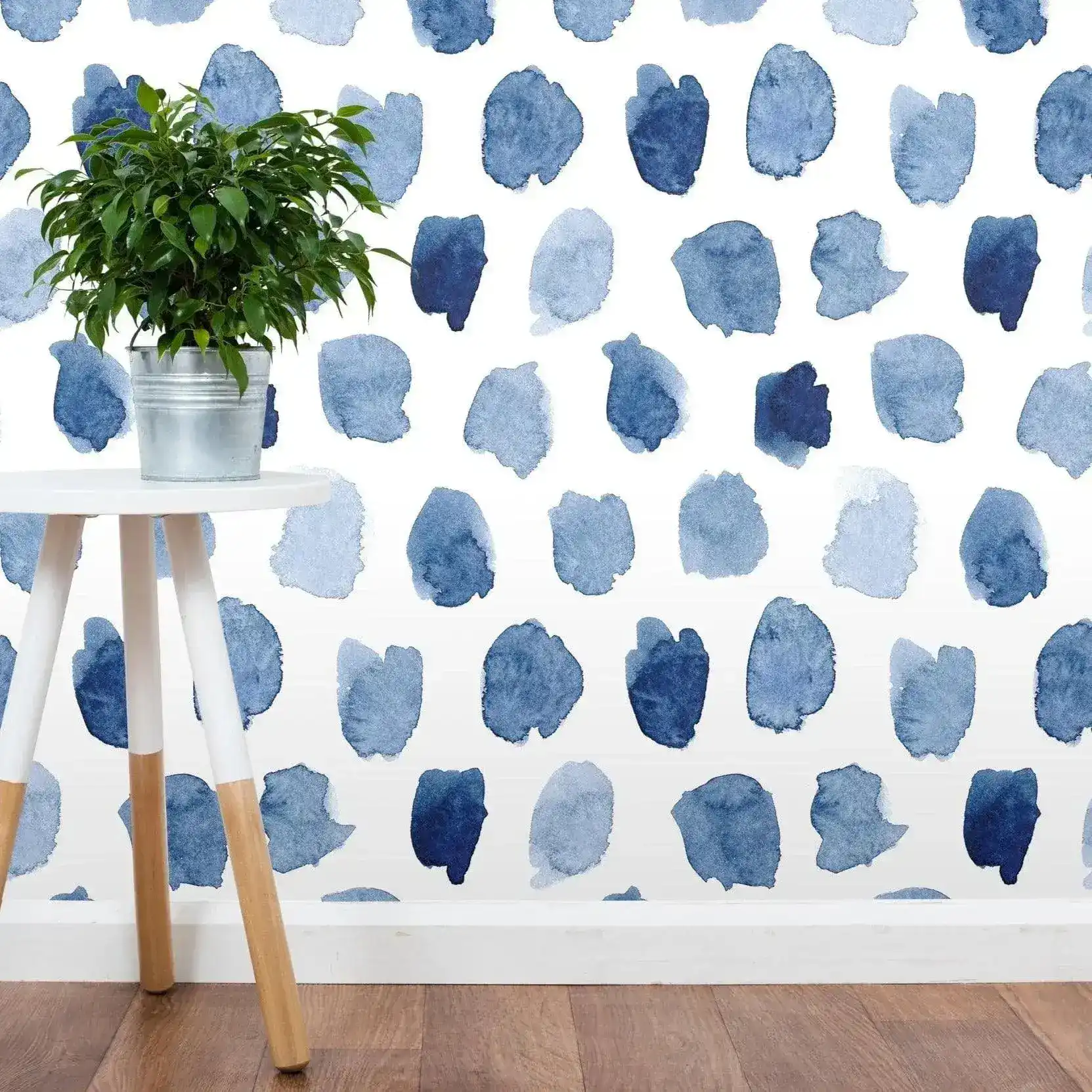 Blue Watercolor Spots Removable Wallpaper - Image 3