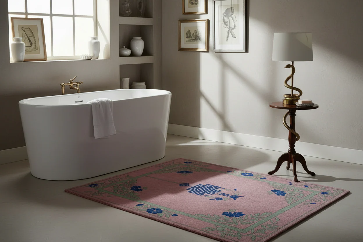 Blush Floral Lantern Hand Tufted Wool Rug - Image 2