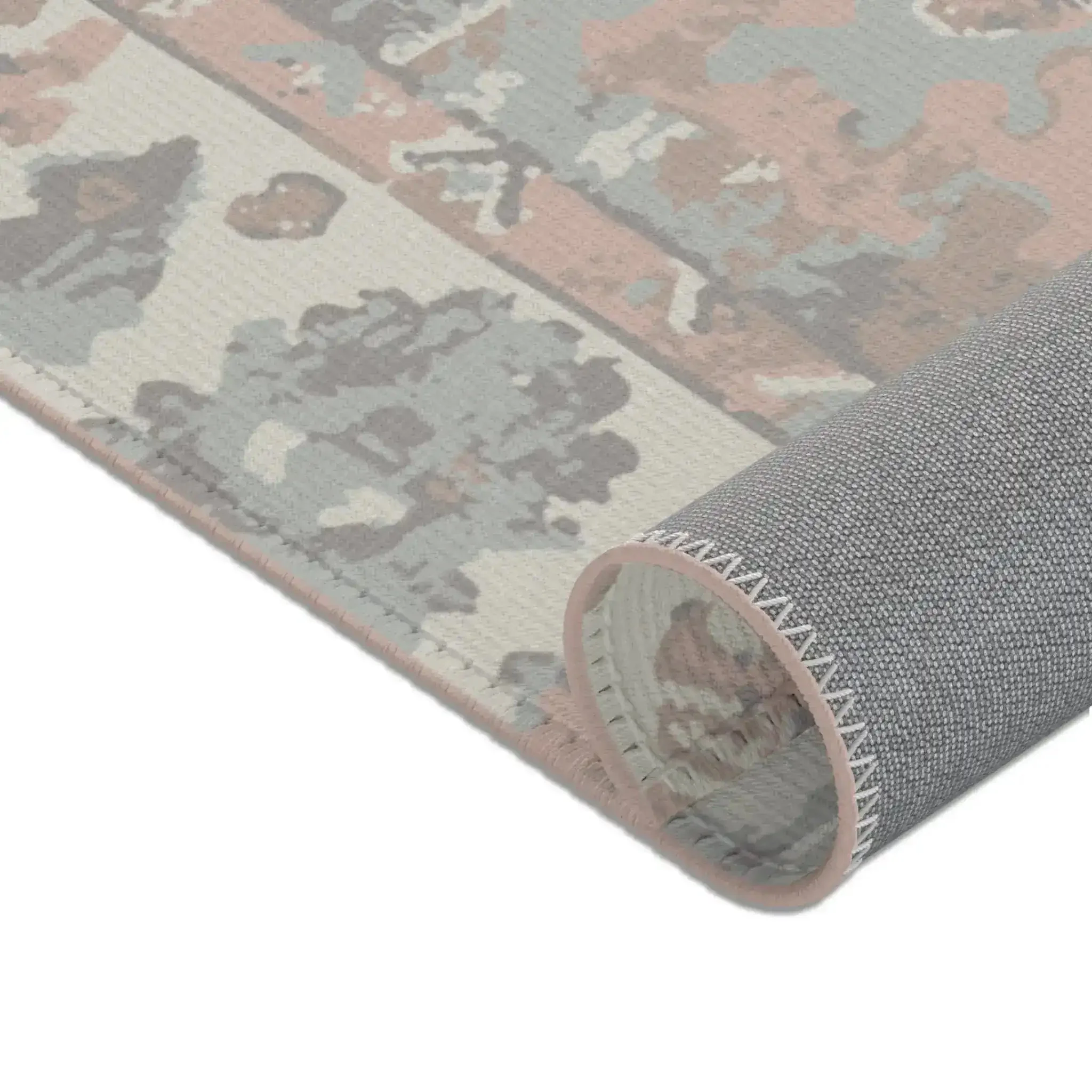 Blush & Gray Distressed Vintage Accent Rug - Image 7