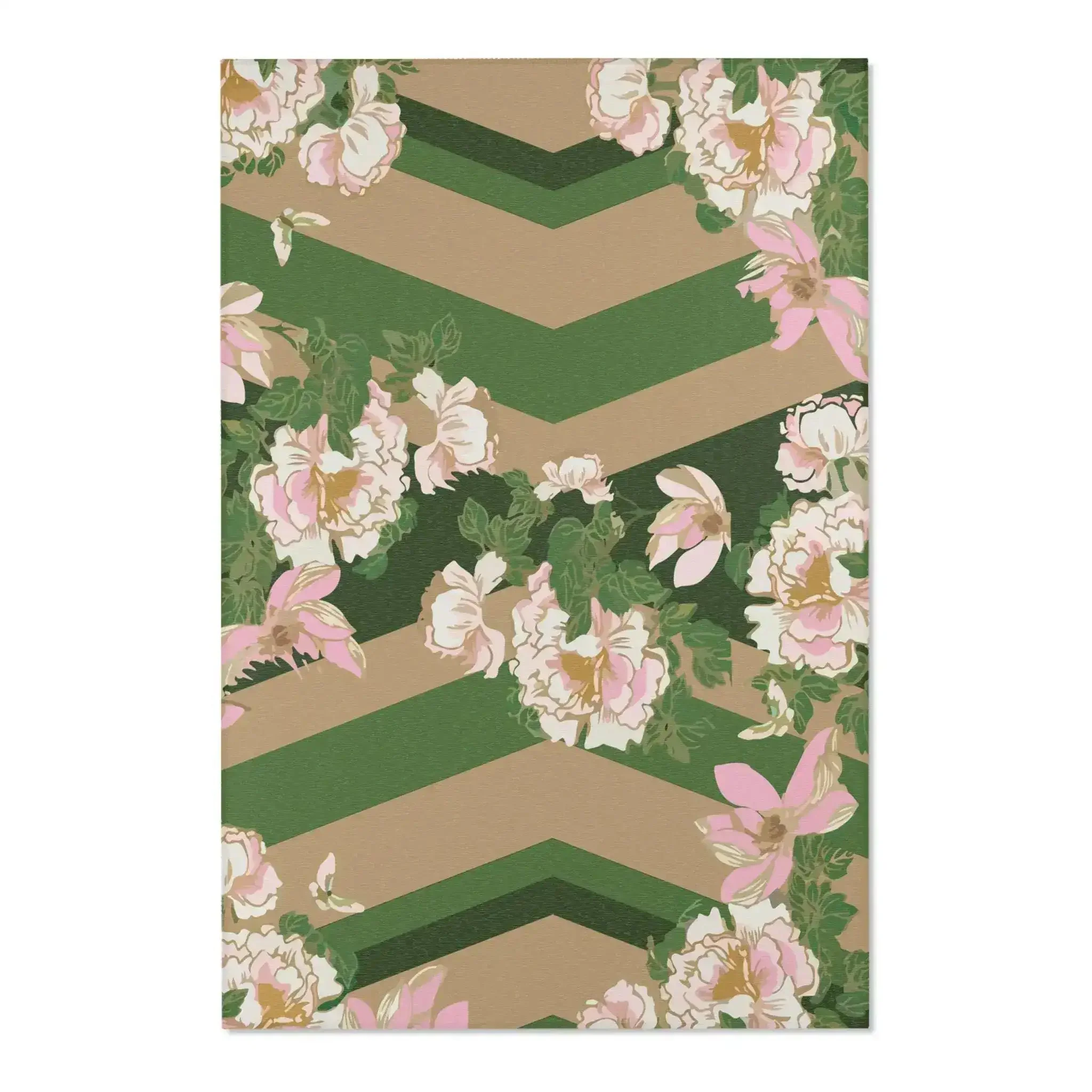 Blush Peonies on Forest Chevron Accent Rug - Image 3