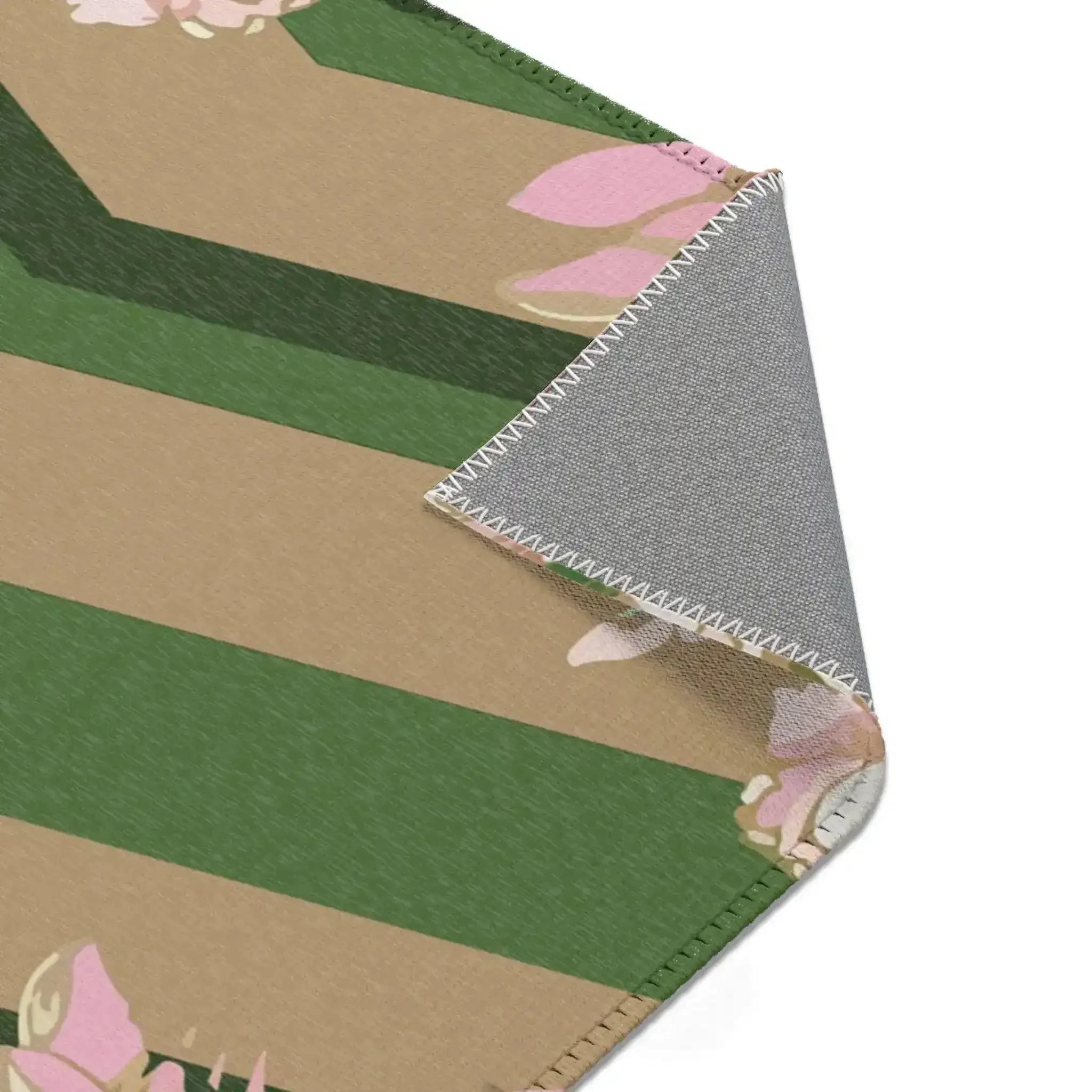 Blush Peonies on Green Chevron Accent Rug - Image 5