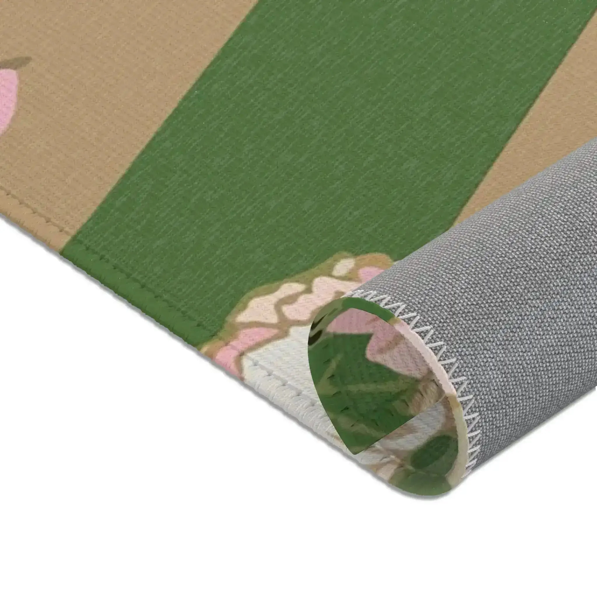 Blush Peonies on Green Chevron Accent Rug - Image 9
