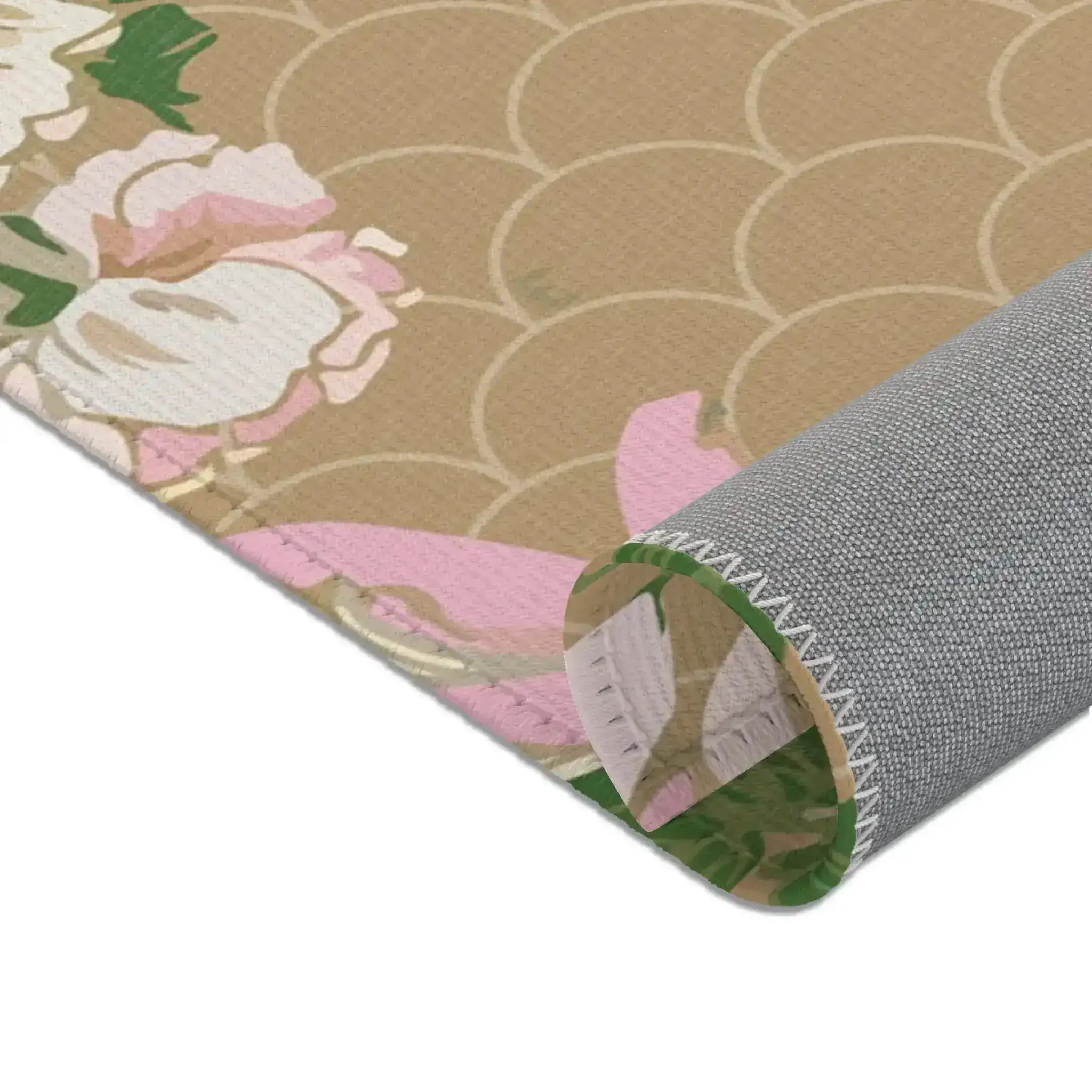 Blush Peonies on Sand Scallop Accent Rug - Image 4
