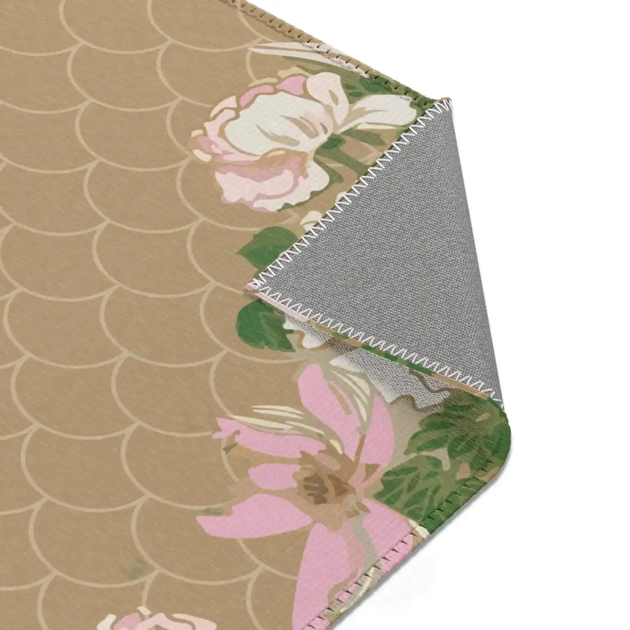 Blush Peonies on Sand Scallop Accent Rug - Image 5