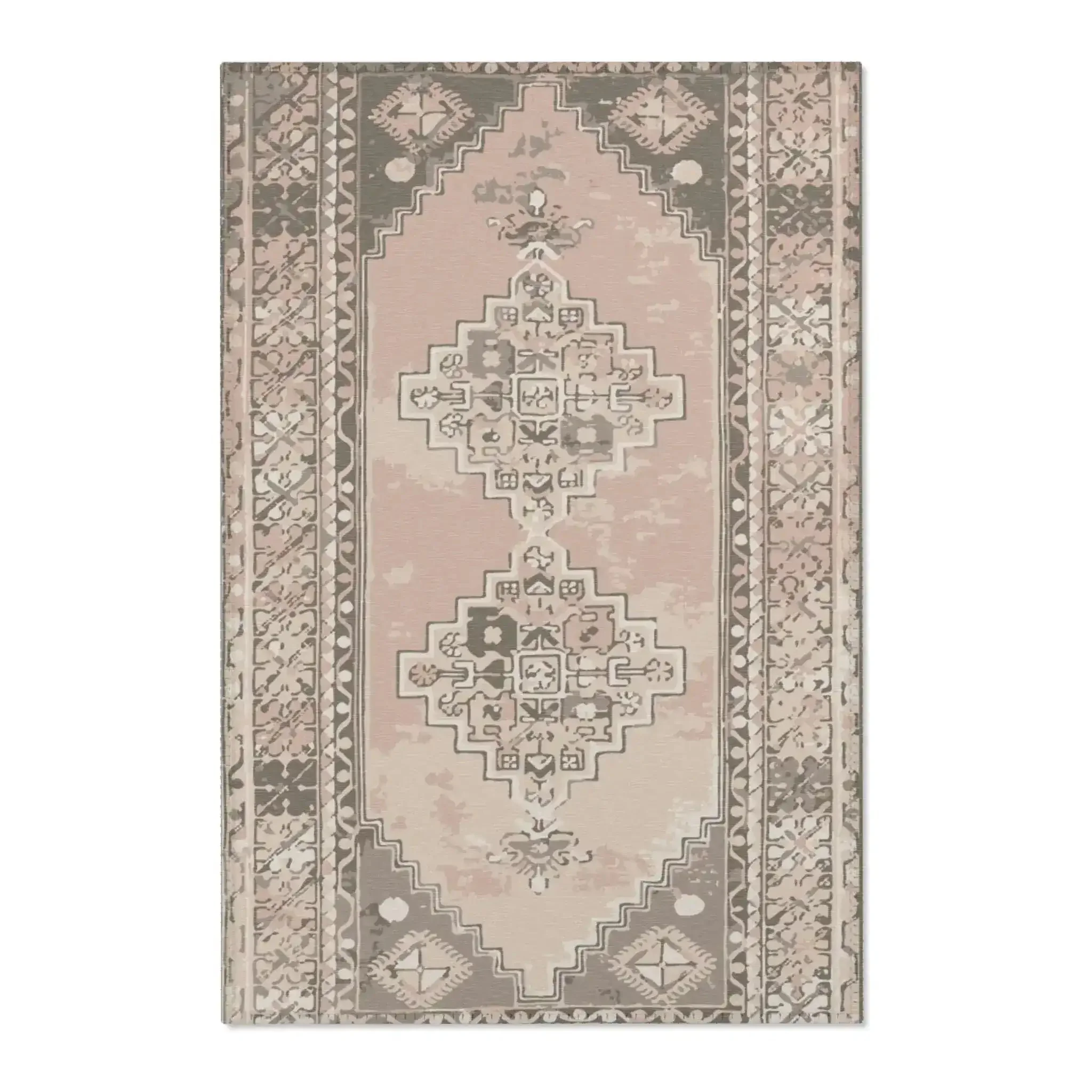 Blush & Taupe Geometric Medallion Accent Rug - Image 2