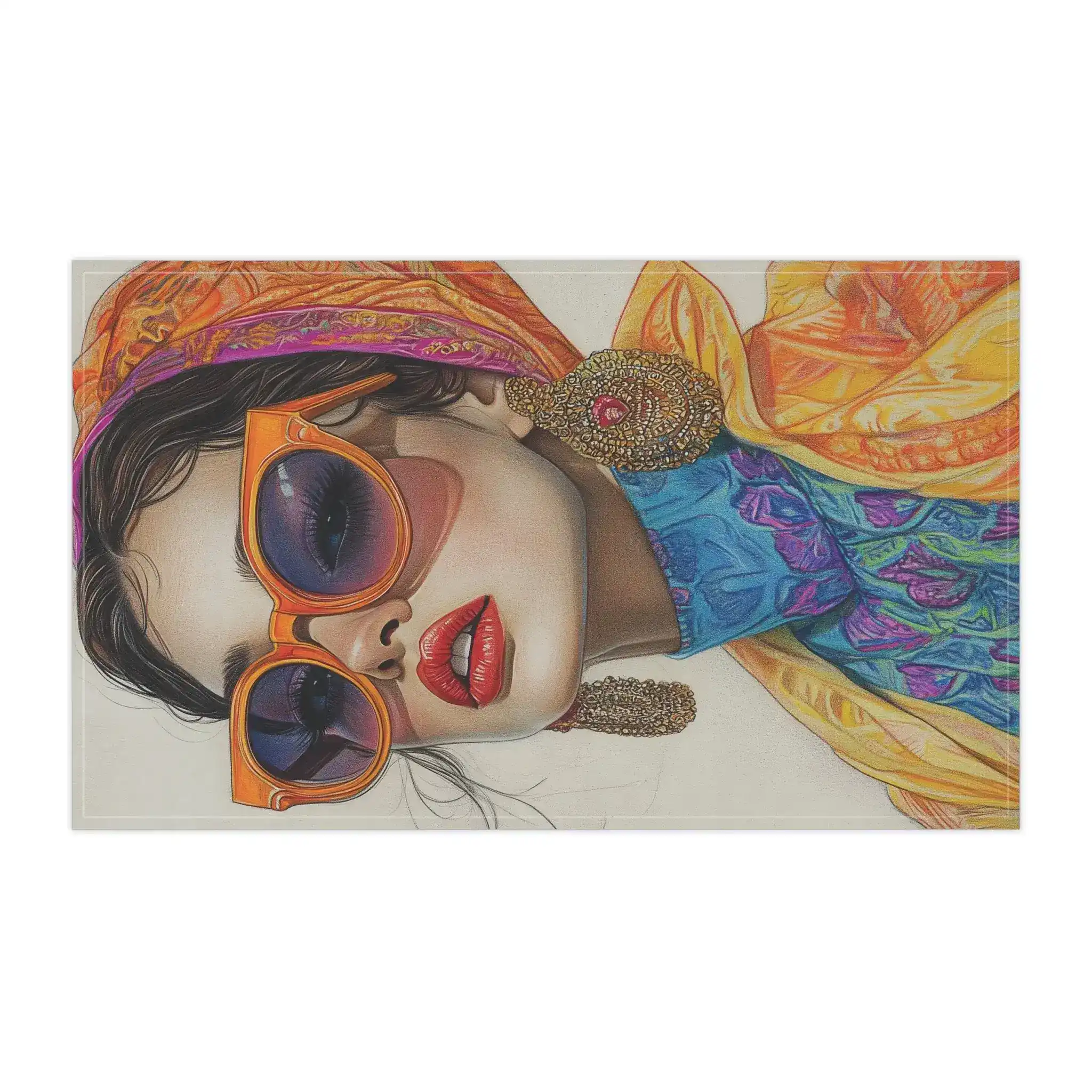 Bold Elegance Fashionista Art Cotton Kitchen Towel - Image 2