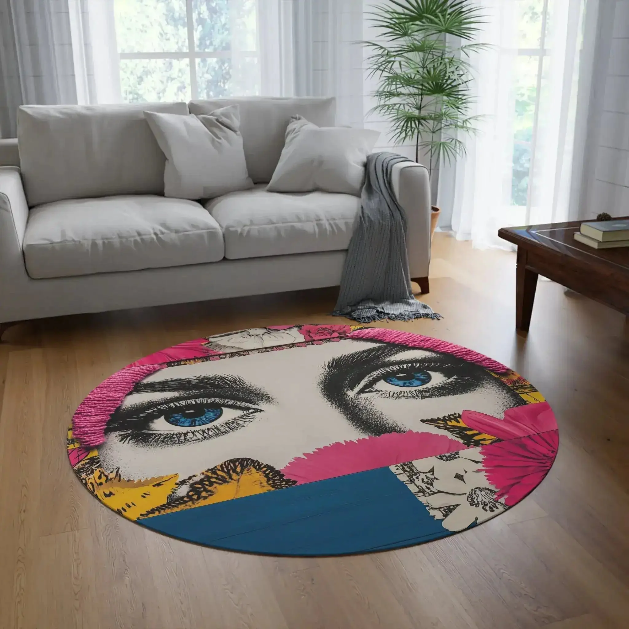 Bold Floral Portrait Round Rug - Image 2