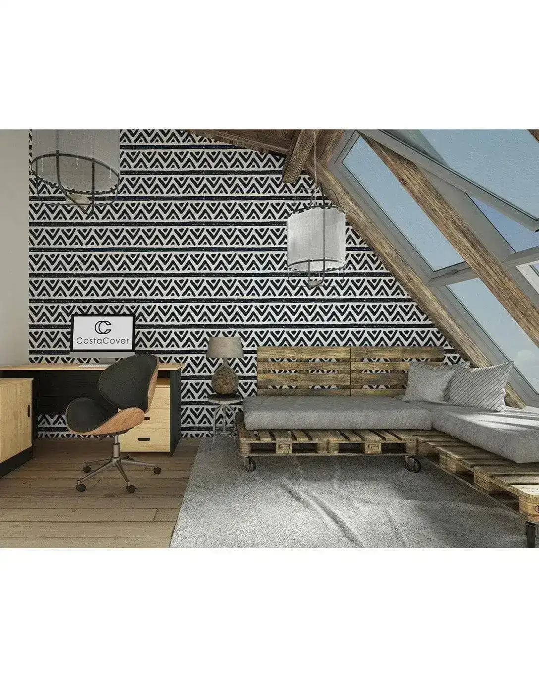 Bold Geometric Triangle & Line Removable Wallpaper - Image 2