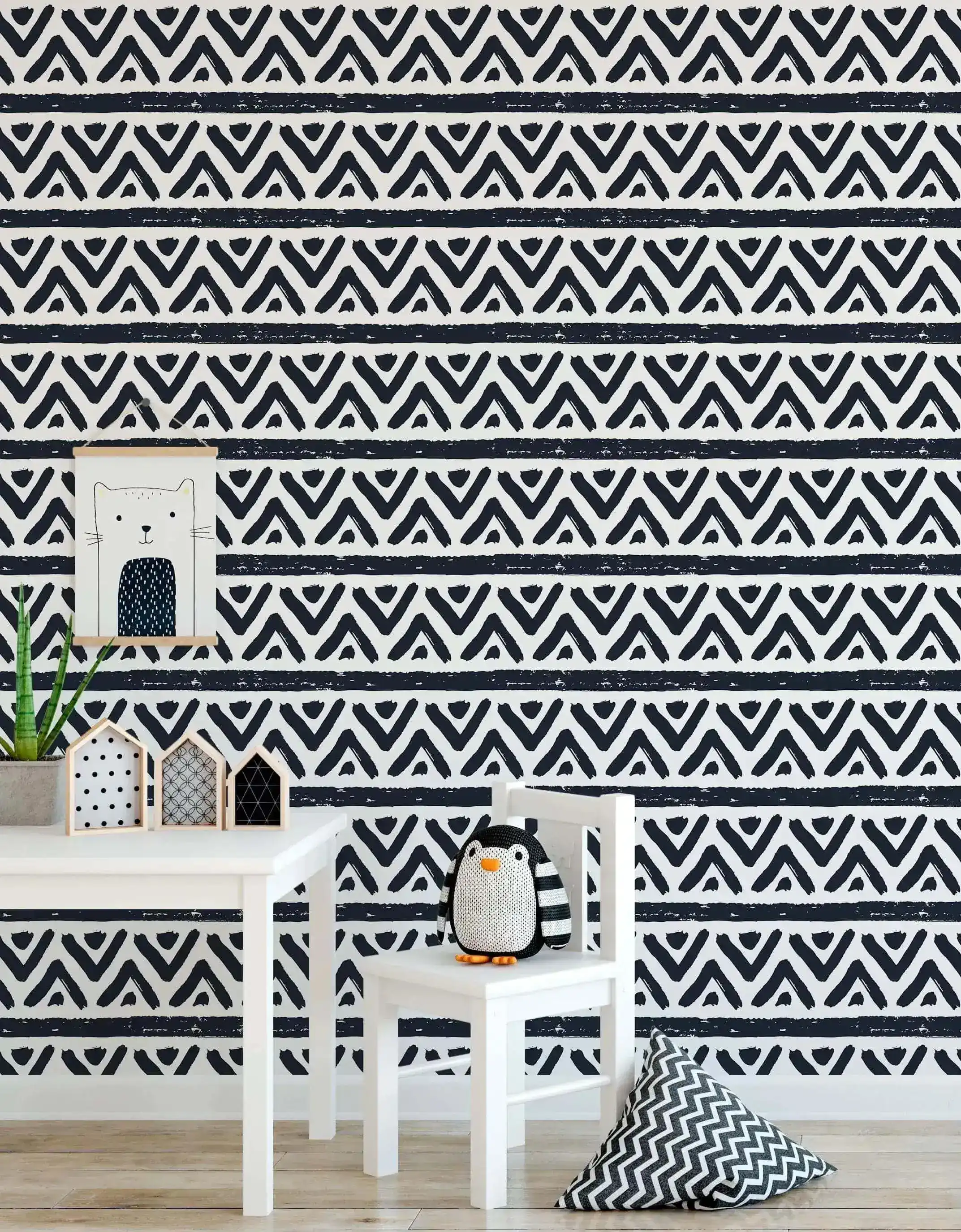 Bold Geometric Triangle & Line Removable Wallpaper - Image 5