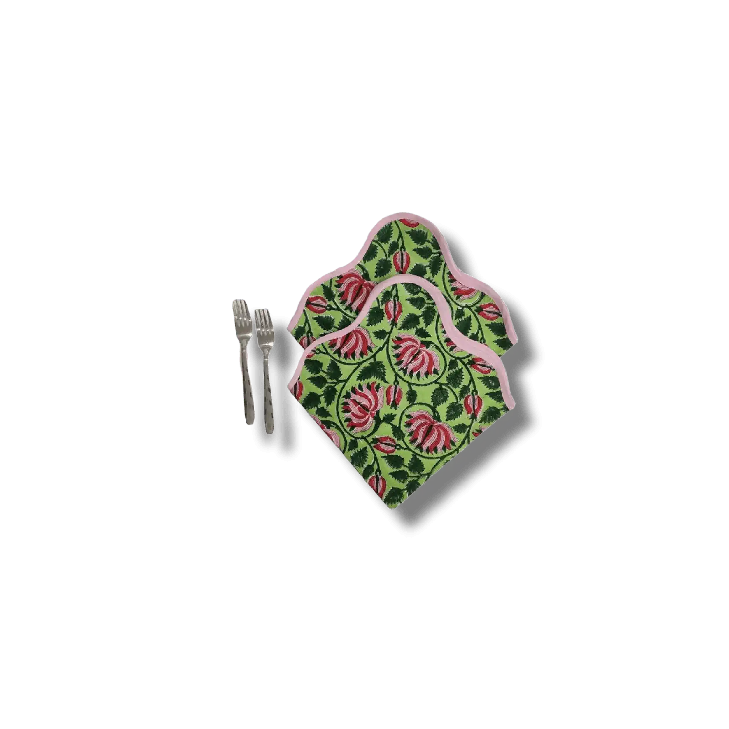Botanical Flower Scalloped Cotton Napkins - Image 4