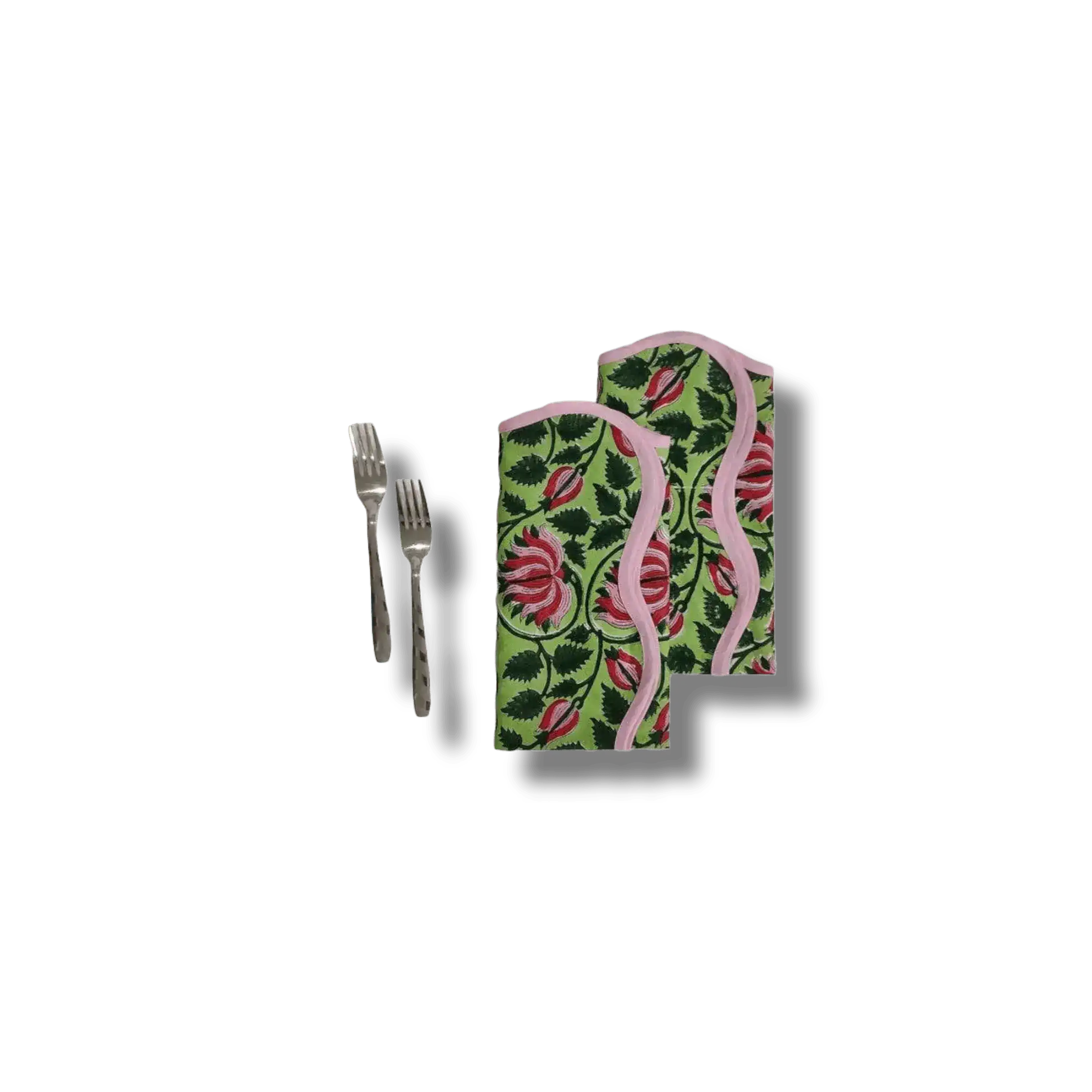 Botanical Flower Scalloped Cotton Napkins - Image 5