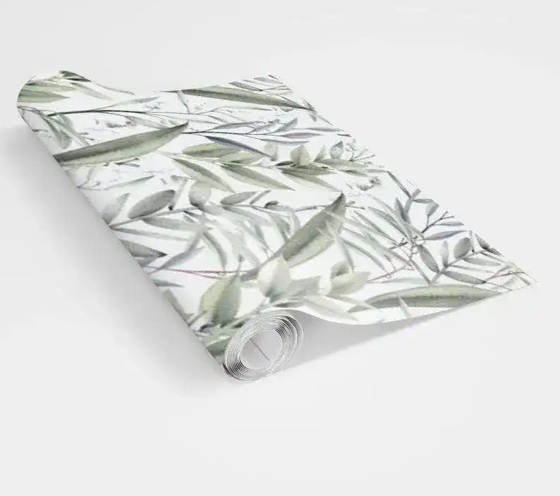 Botanical Olive Leaves Watercolor Wallpaper - Image 6