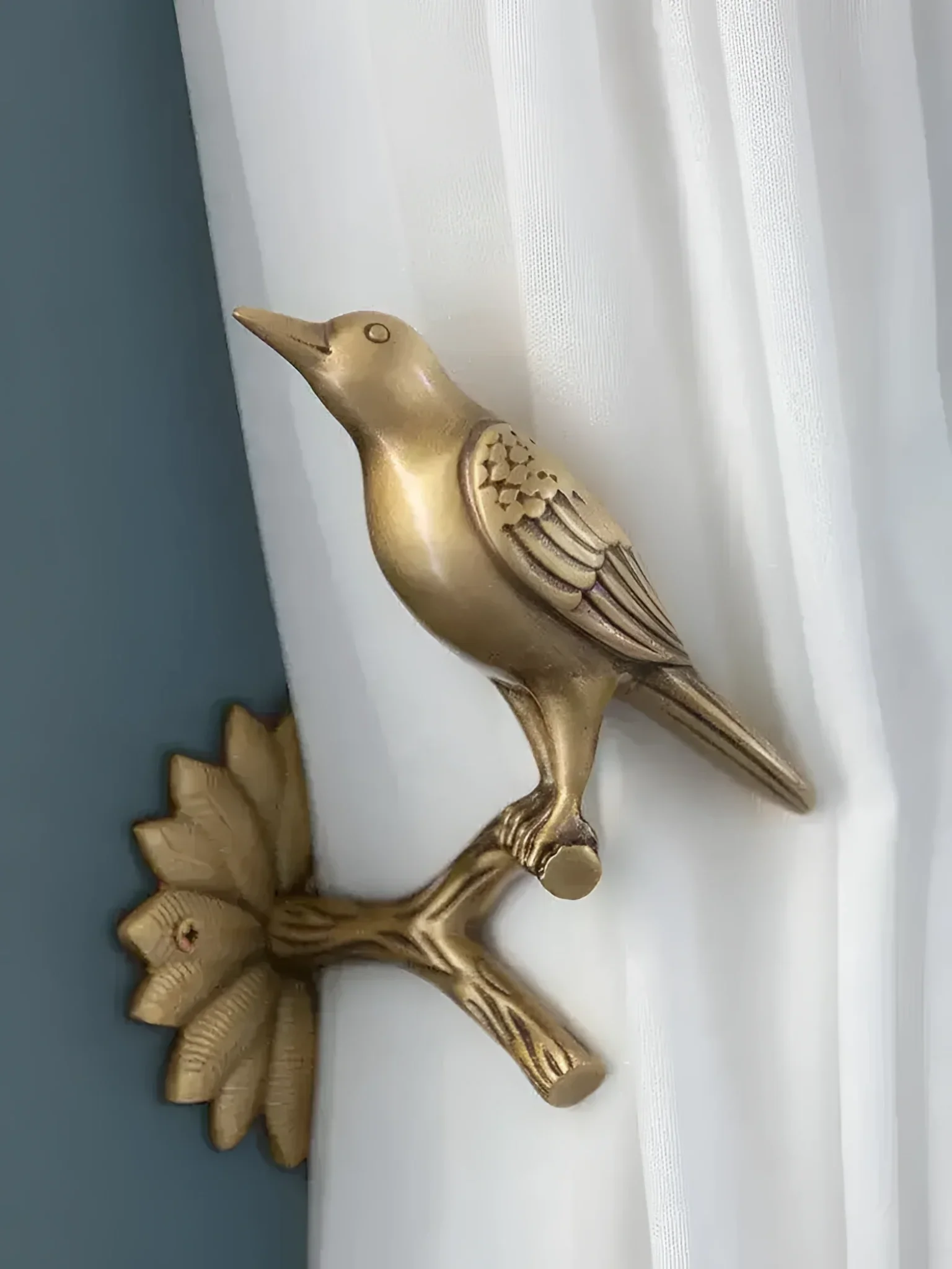 Brass Bird on Tree Branch Curtain Hook - Image 6