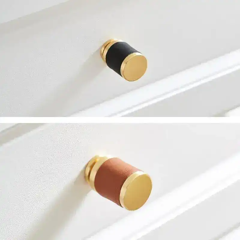 Brass Leather Cabinet Door Knob - Image 2