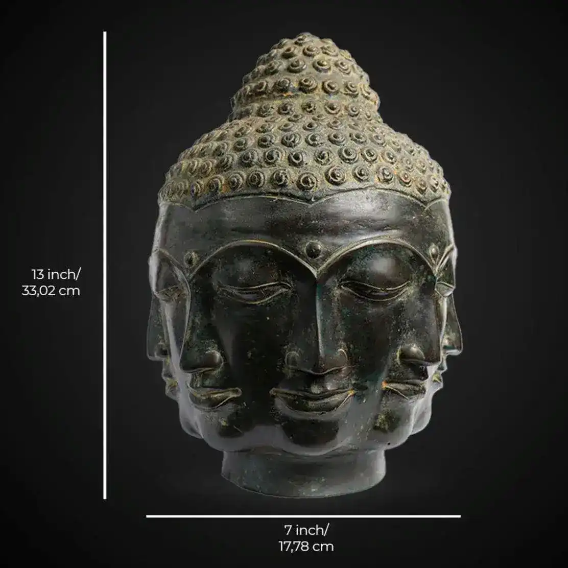 Bronze Buddha Head Statue - Image 3