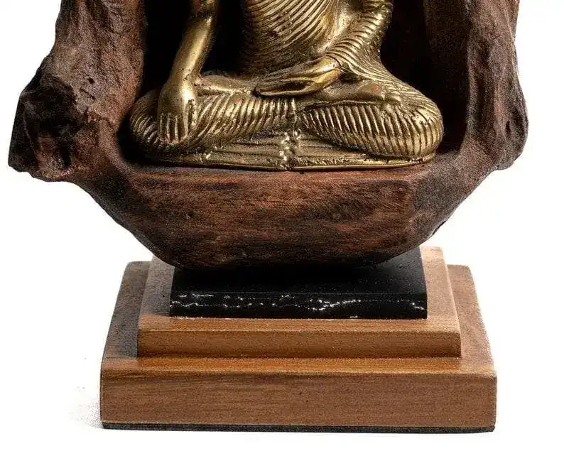 Bronze Meditating Buddha in the Wood Figurine - Image 4