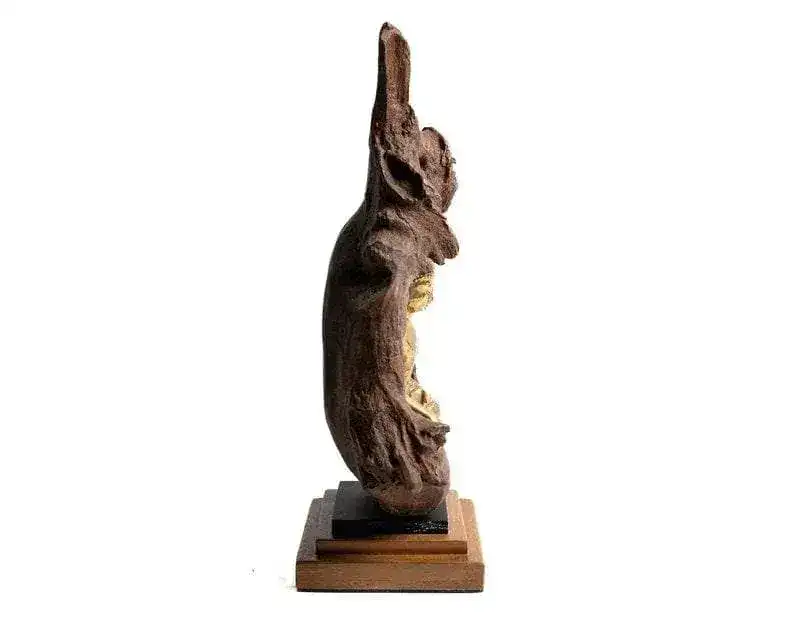 Bronze Meditating Buddha in the Wood Figurine - Image 5