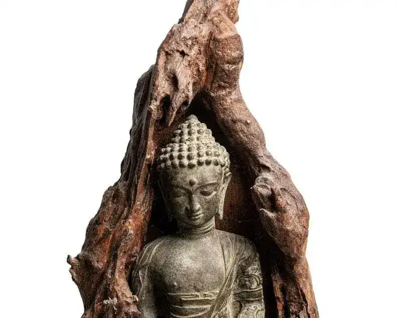 Bronze Meditating Buddha in the Wood Figurine - Large - Image 3