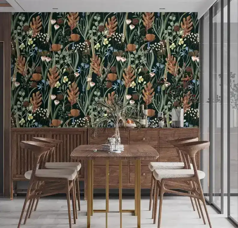 Brown Botanical Monstera Watercolor Wallpaper - Image 3