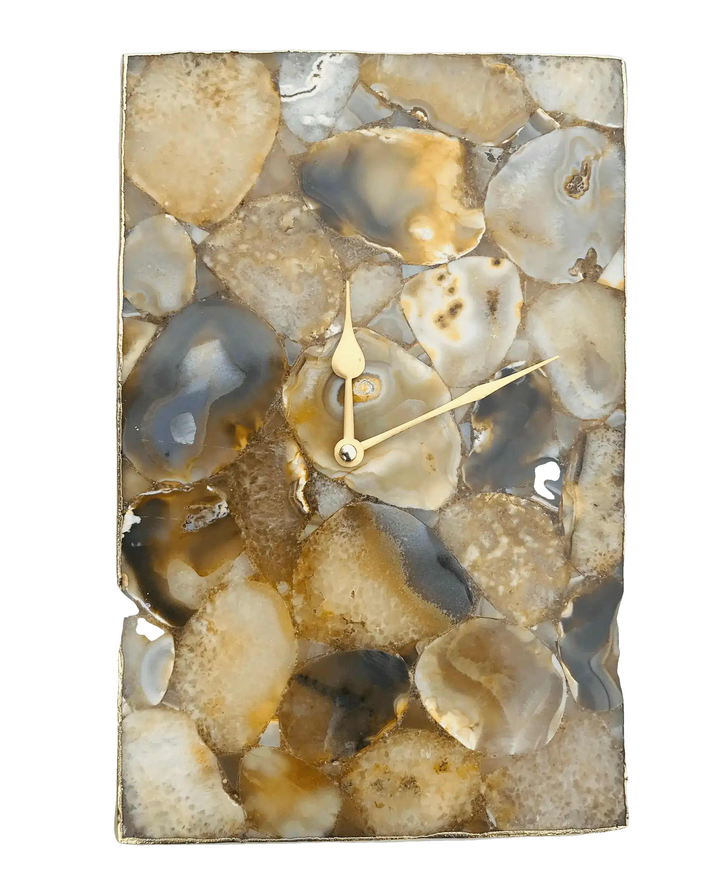 Brown Crystal Agate Rectangular Large Wall Clock - Image 3