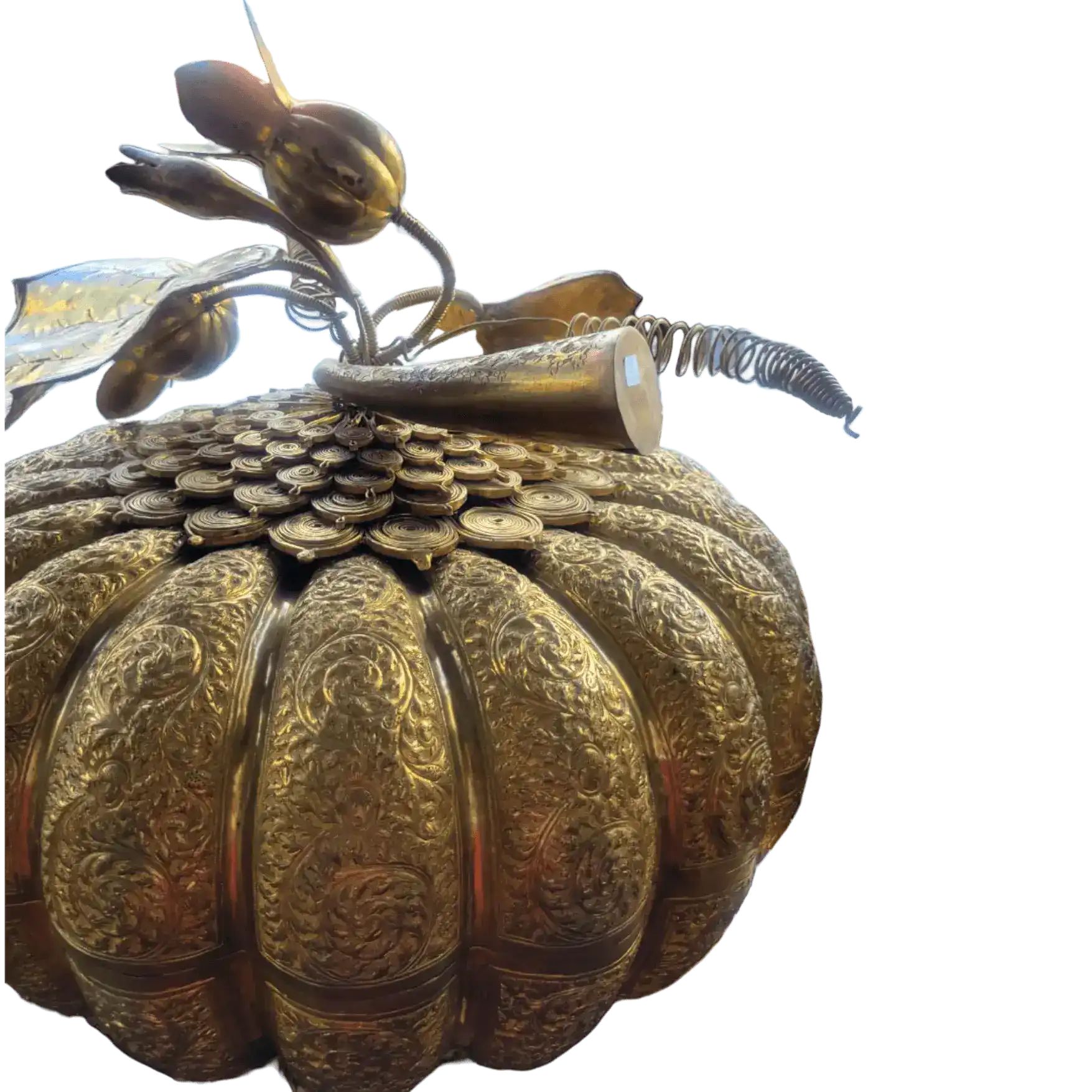 Cambodian Engraved Brass Pumpkin Betel Box - Image 5
