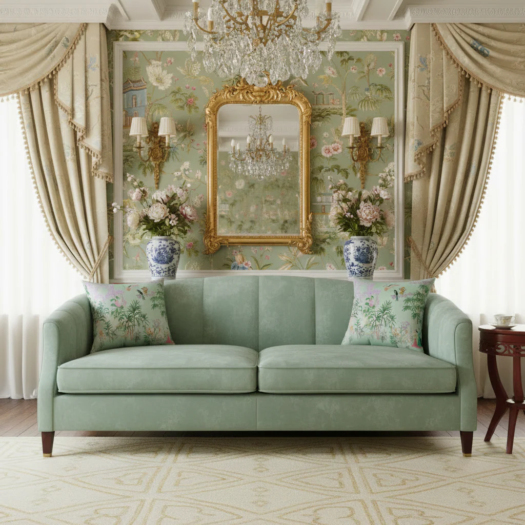 Celadon Courtship Garden Throw Pillow - Image 2