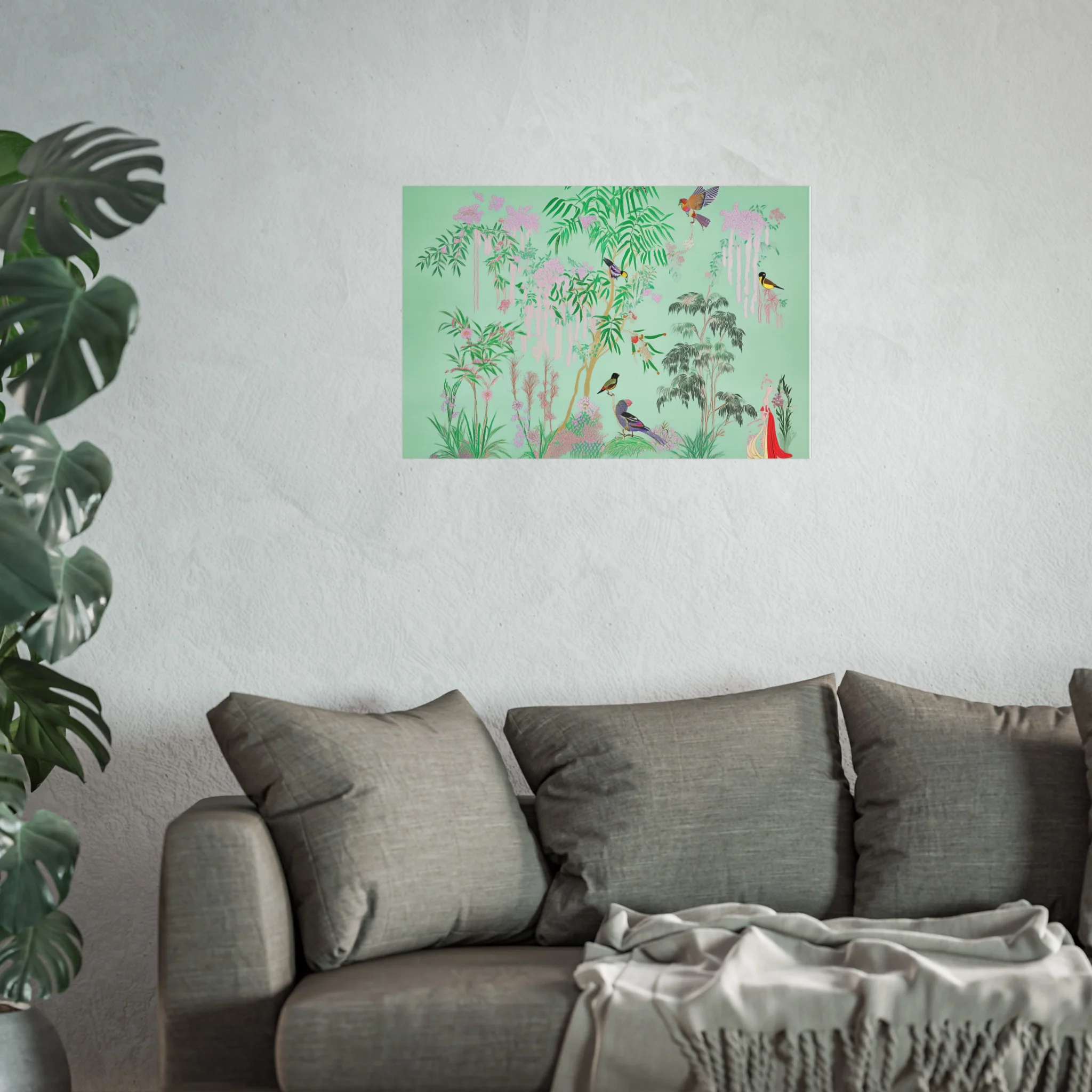 Celadon Garden Birds Fine Art Poster - Image 39