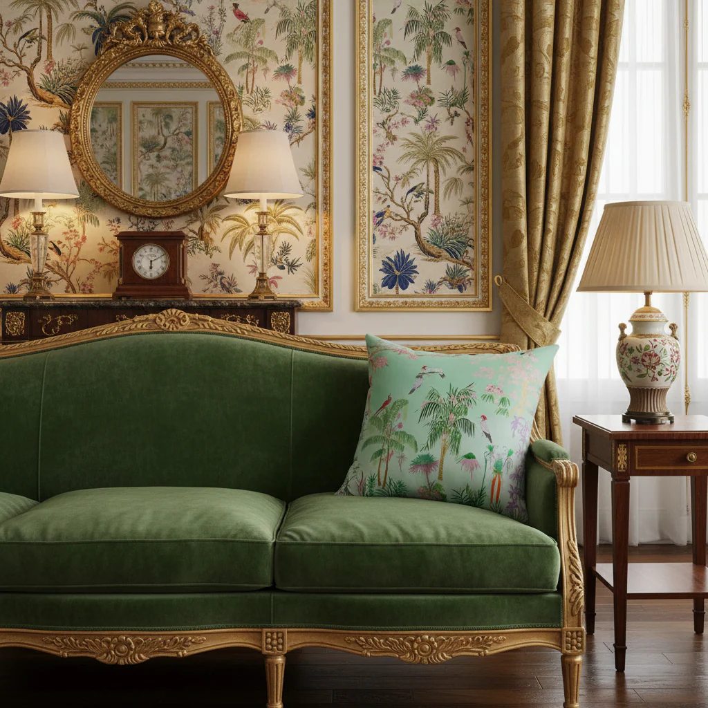 Celadon Tropic Aviary Throw Pillow - Image 2